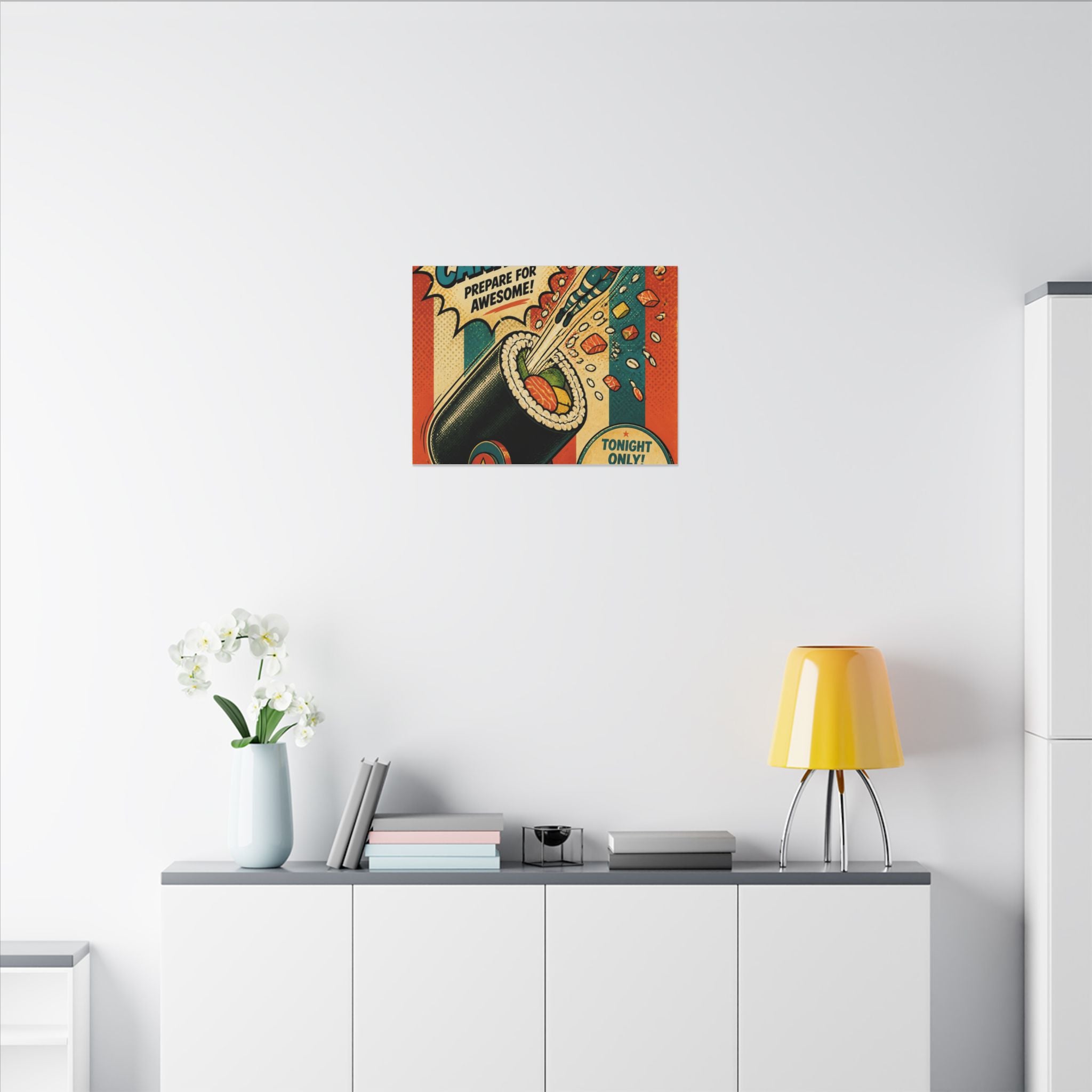 Sushi Roll Cannon Wall Art Canvas 16×20 Pop Art Living Room Decor Maximalist Print