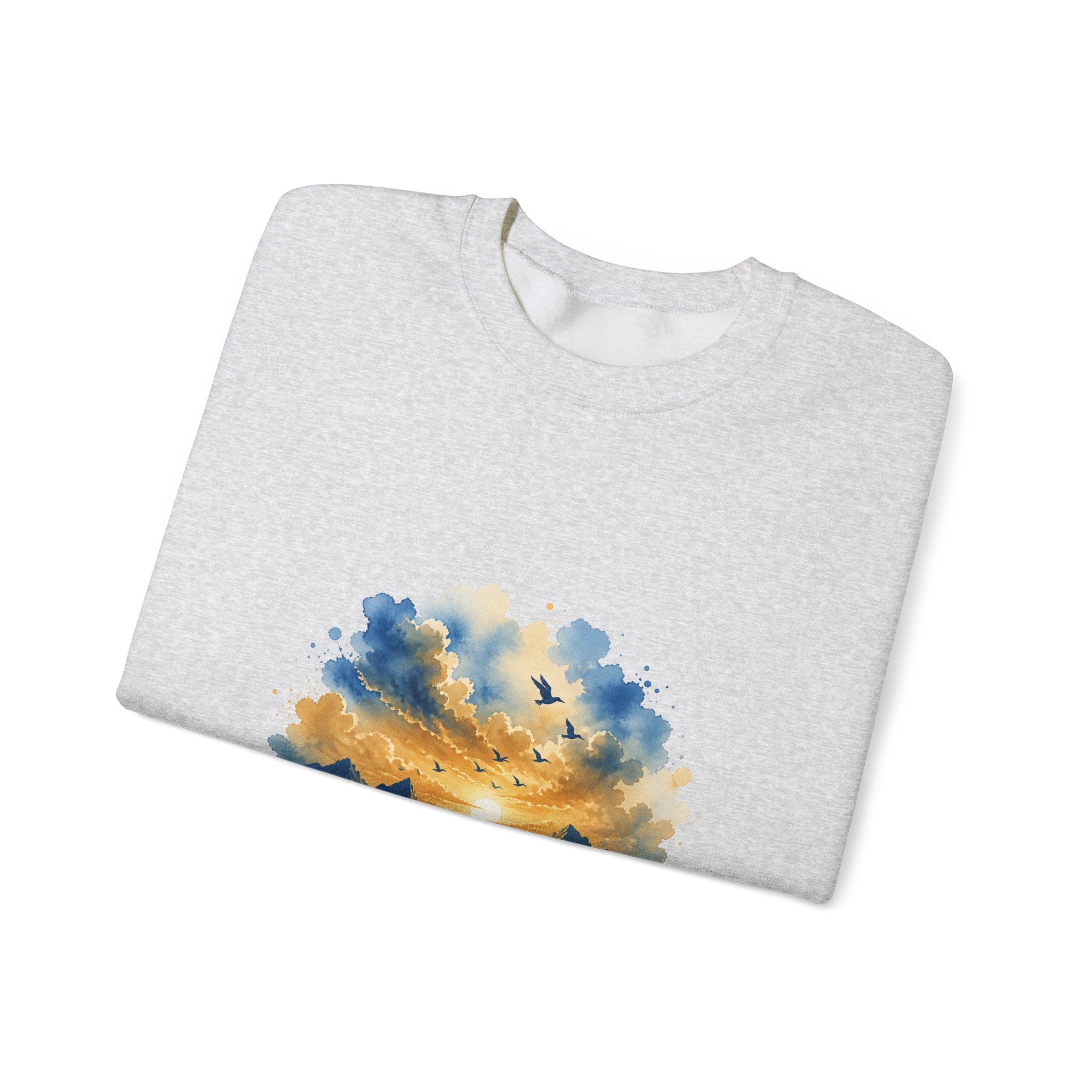 Matching Couple Sweatshirt - Sunrise & Sunset Matching Couple Crewneck Sweatshirt Watercolor Art His Hers Engagement Gift - Design B