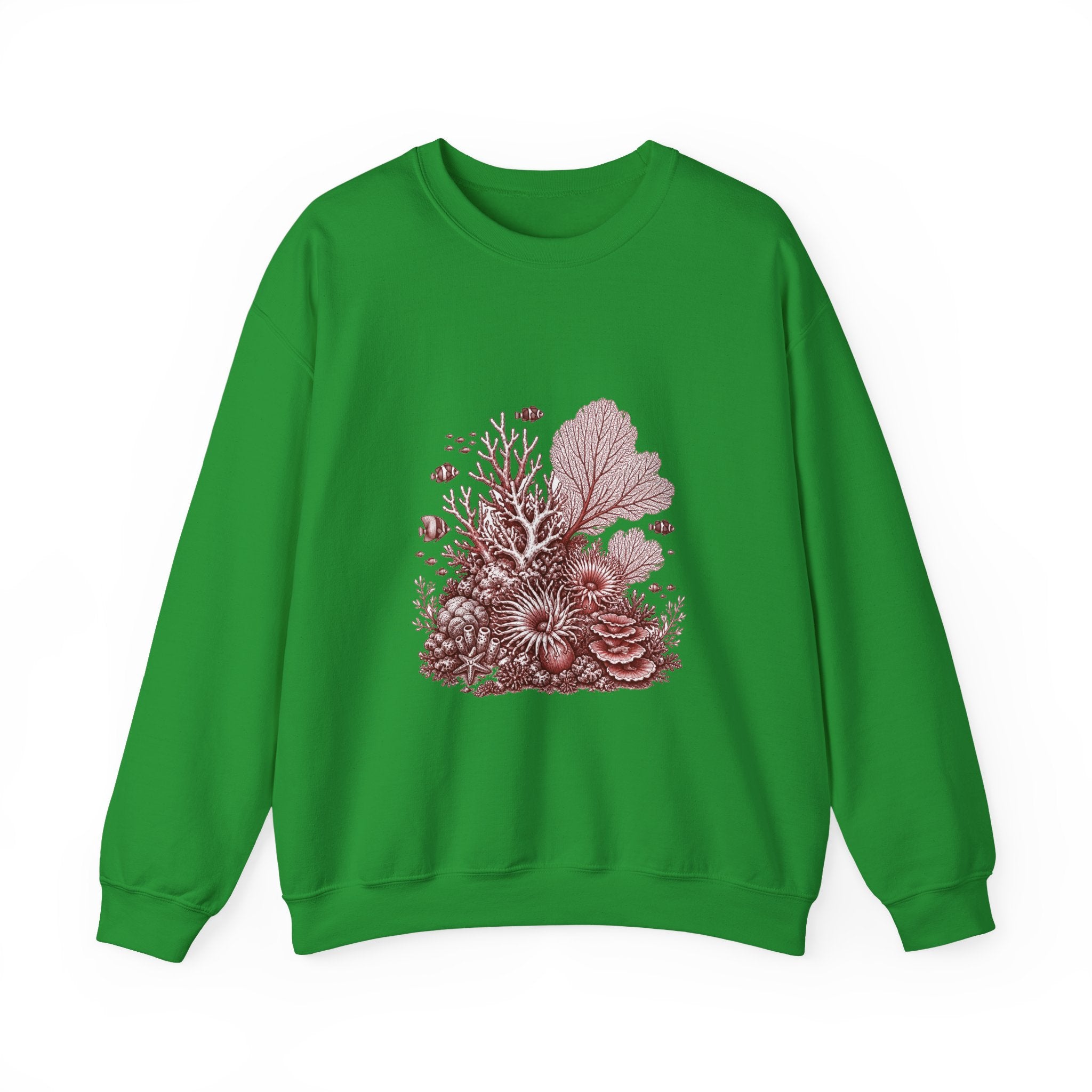 Matching Couple Sweatshirt - Coral Reef & Deep Sea Matching Couple Premium Fleece Sweatshirt Hand-Drawn Art His Hers Anniversary Gift - Design A