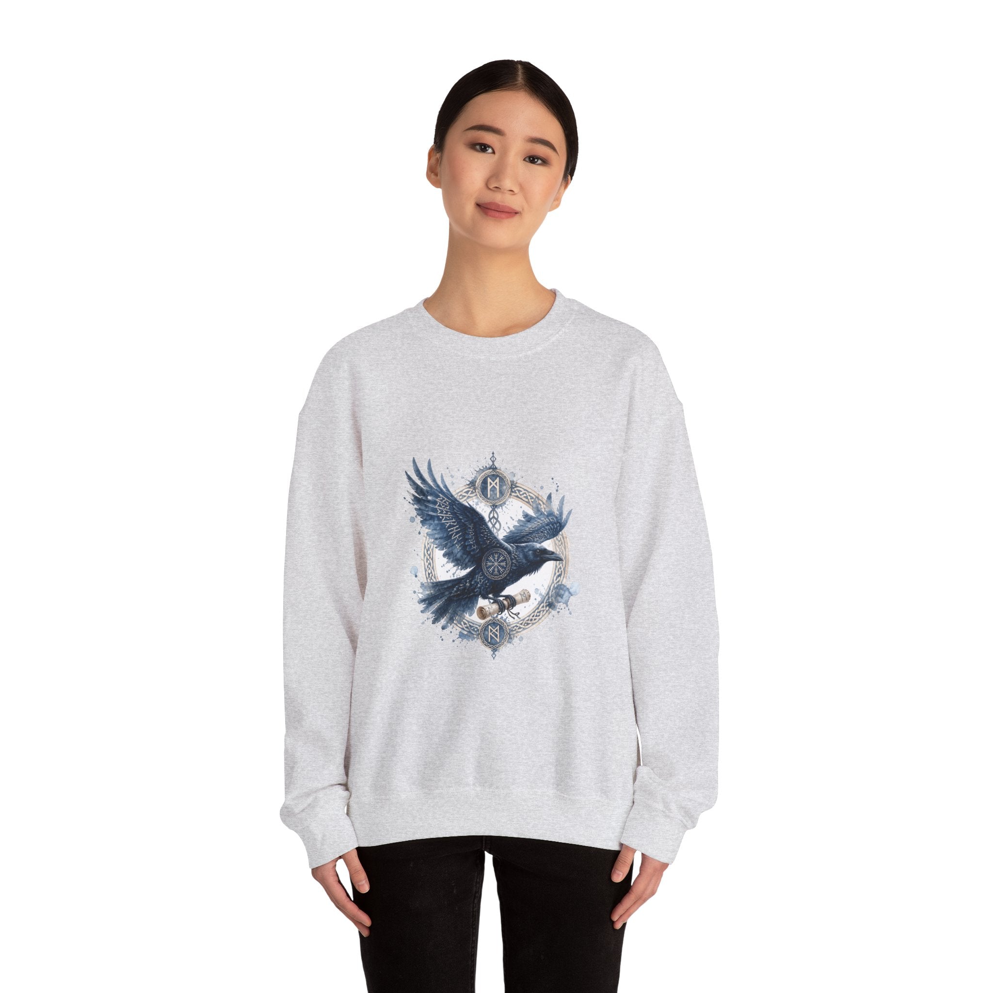 Matching Couple Sweatshirt - Huginn & Muninn Matching Couple Comfort Colors Crew Watercolor Art His Hers Birthday Gift - Design B