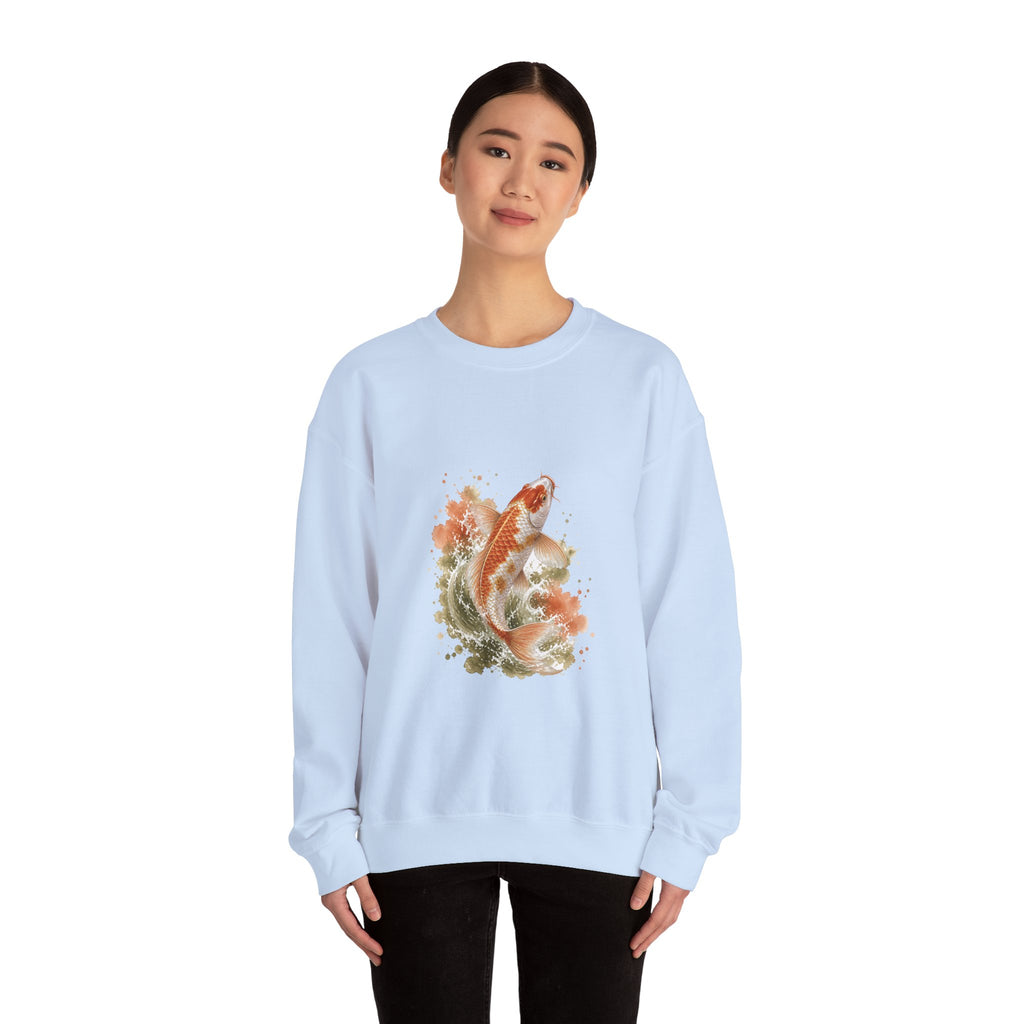 Matching Couple Sweatshirt - Koi Fish Yin Yang Matching Couple Comfort Colors Crew Watercolor Art His Hers Birthday Gift - Design A