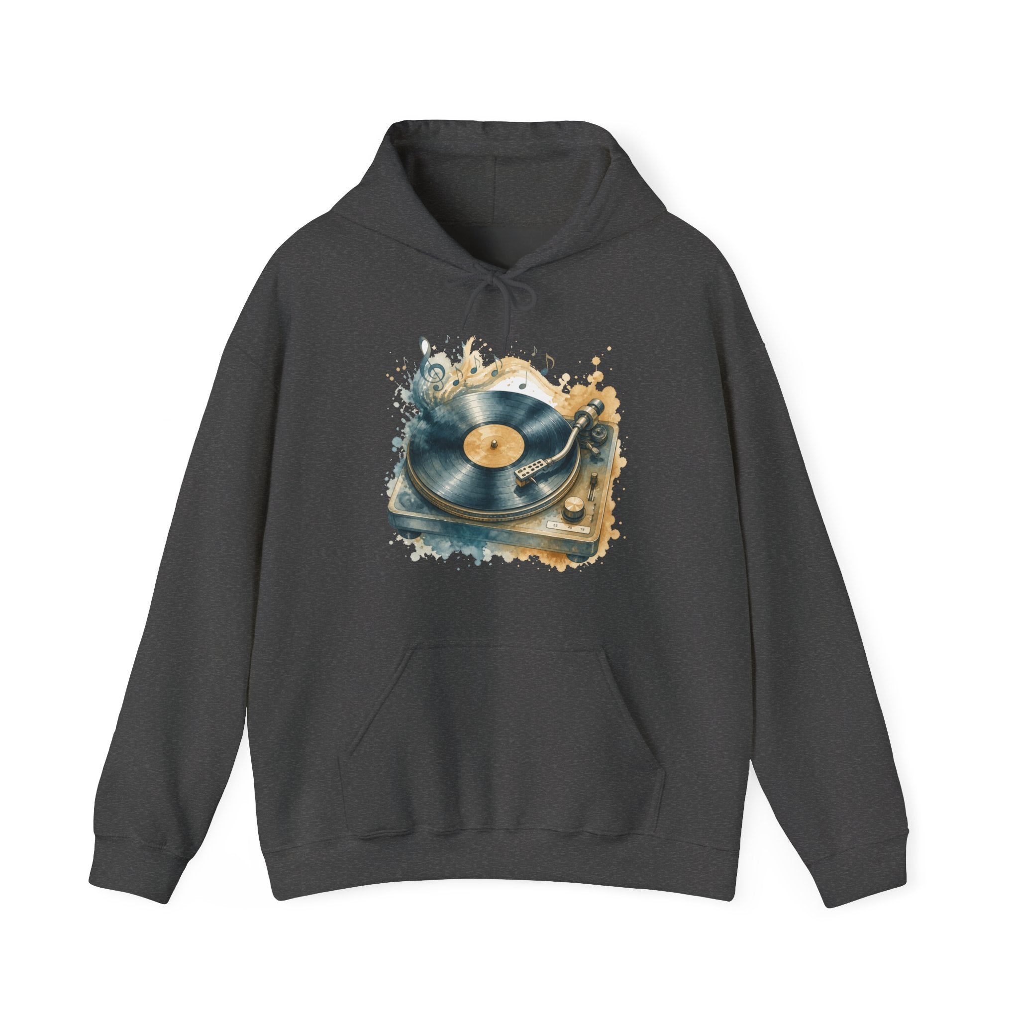 Matching Couple Sweatshirt - Vinyl & Cassette Matching Couple Hooded Sweatshirt Watercolor Art His Hers Engagement Gift - Design A