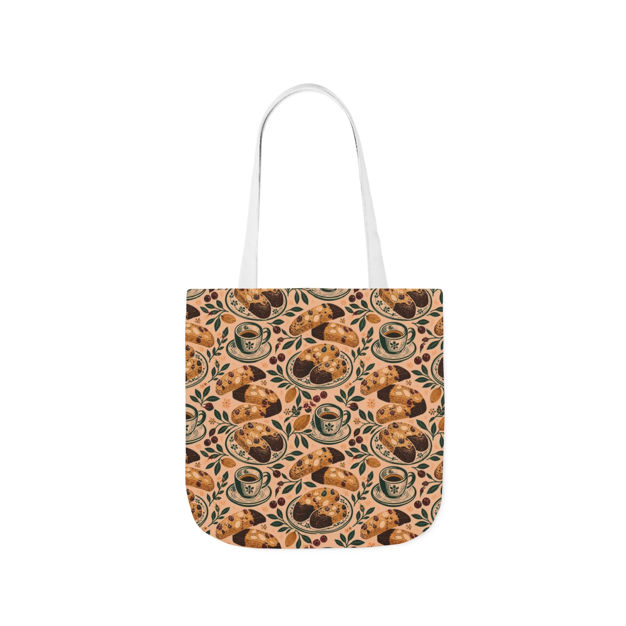 Almond Biscotti Canvas Tote Bag Mediterranean Kitchen Linocut Design Italian Cottagecore Gift