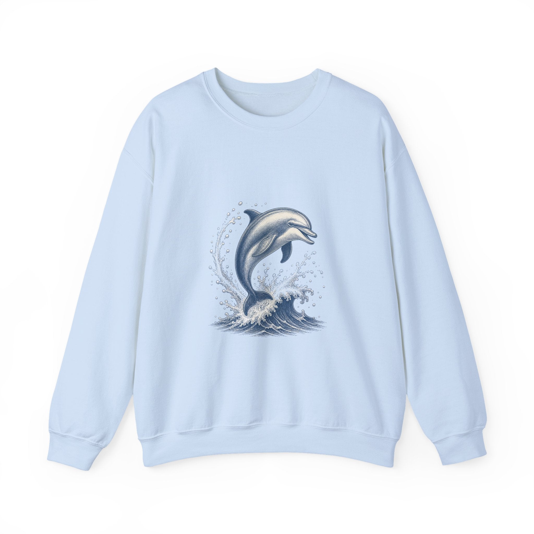 Matching Couple Sweatshirt - Shark & Dolphin Matching Couple Premium Fleece Sweatshirt Vintage Art His Hers Honeymoon Gift - Design B