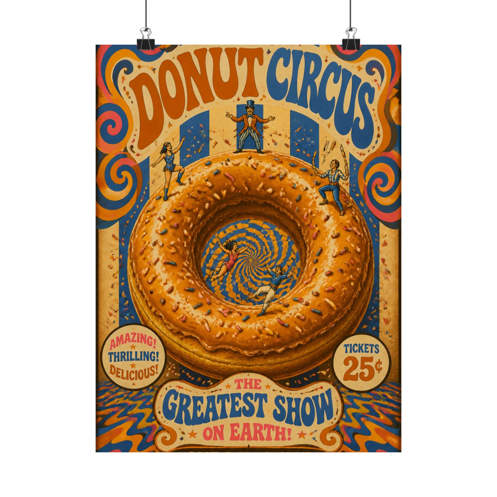Donut Circus Ring Wall Art Poster 24×36 Psychedelic Dining Room Decor Maximalist Print