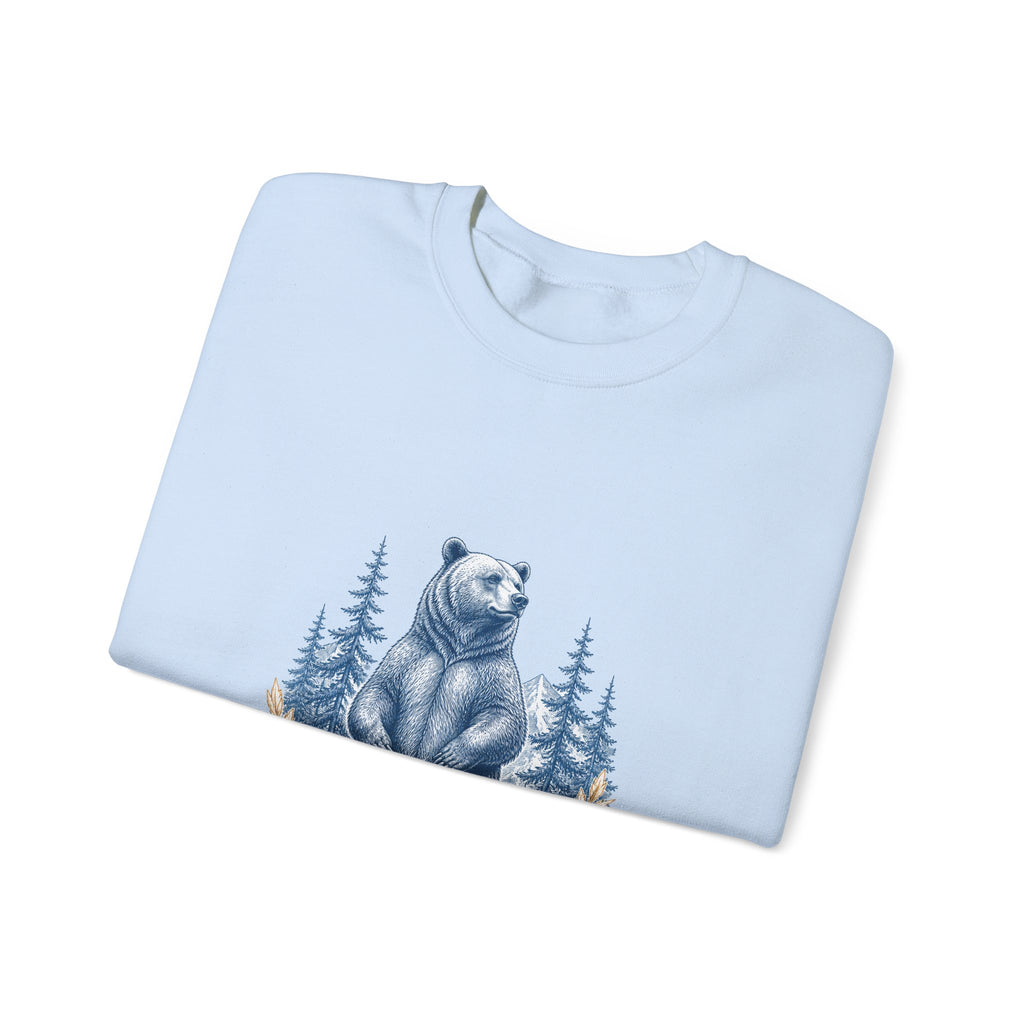 Matching Couple Sweatshirt - Bear & Deer Matching Couple Crewneck Sweatshirt Vintage Art His Hers Wedding Gift - Design A