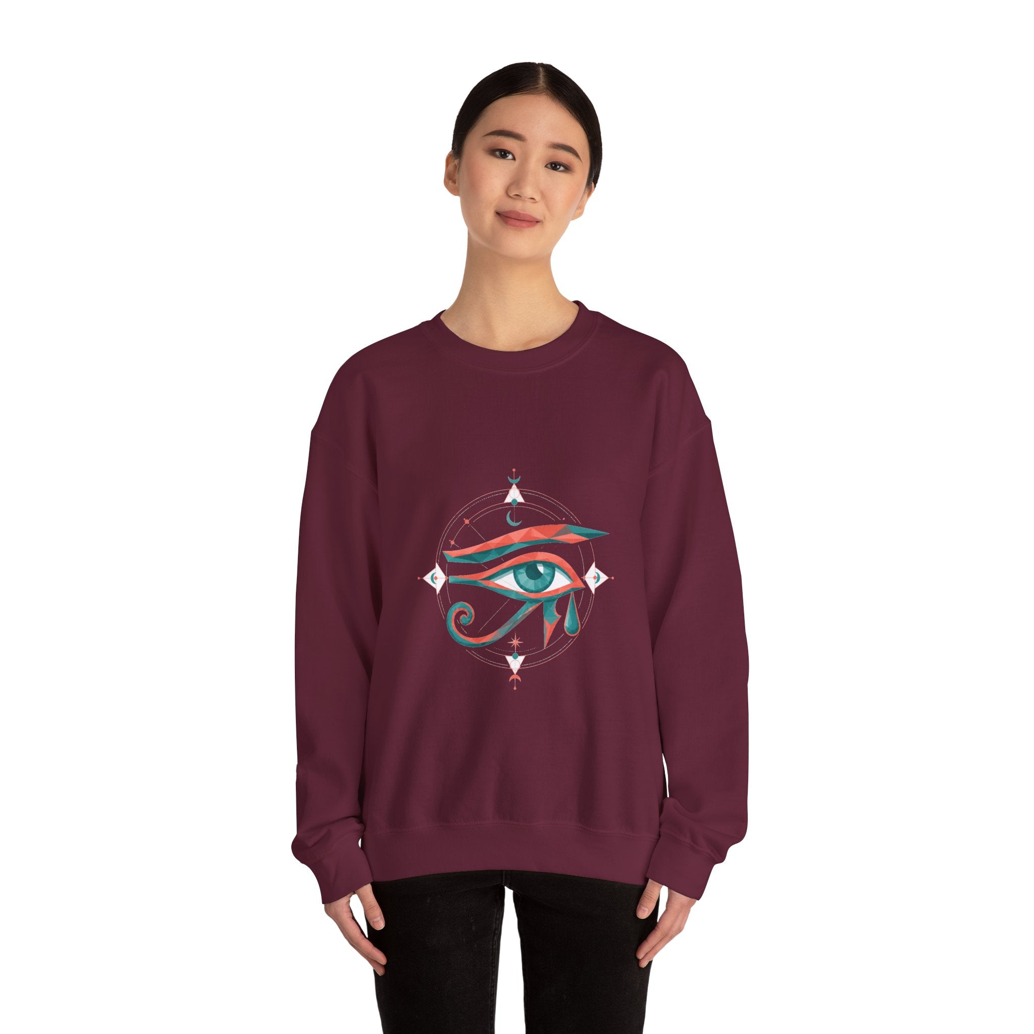 Matching Couple Sweatshirt - Eye of Ra & Horus Matching Couple Comfort Colors Crew Geometric Art His Hers Love Gift - Design B