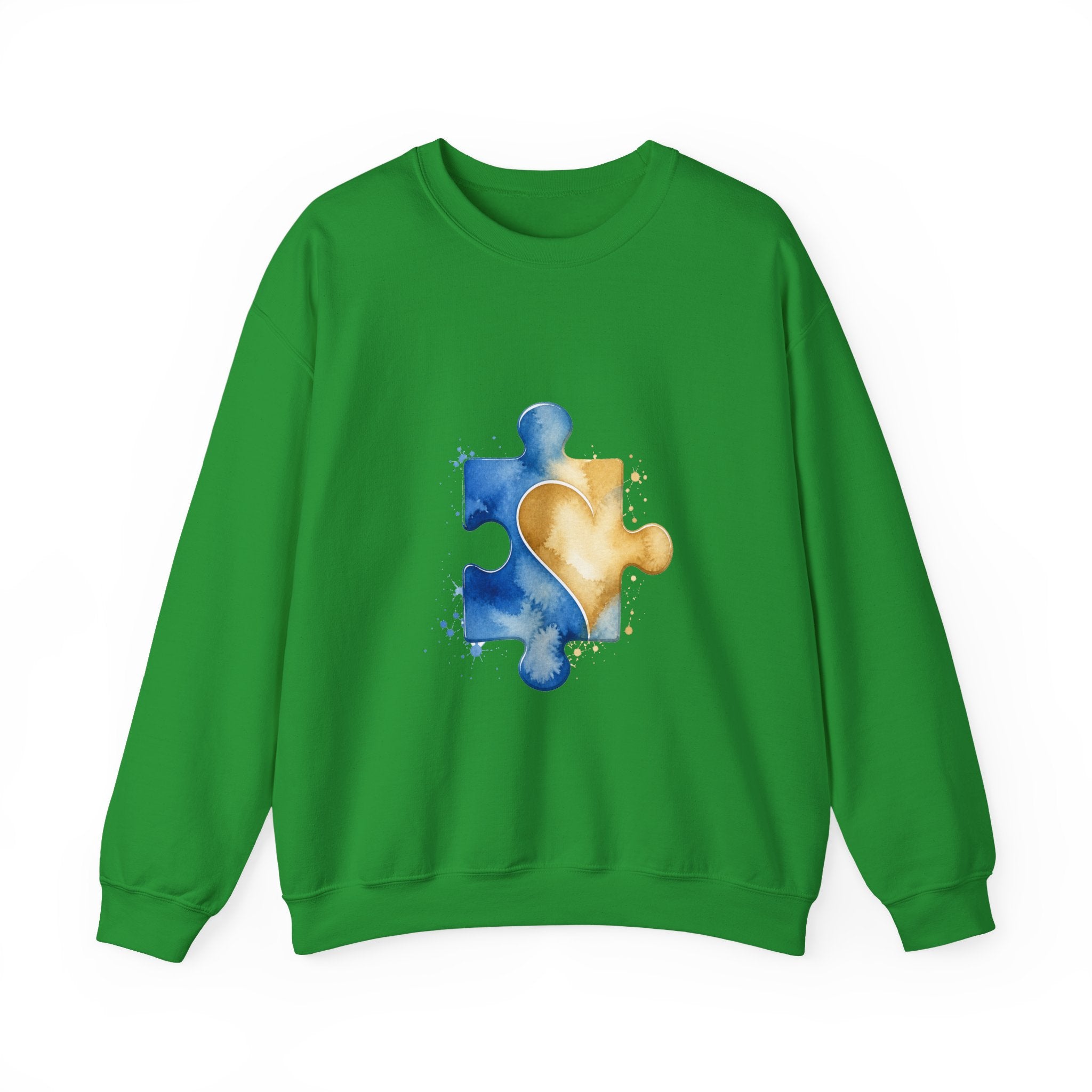 Matching Couple Sweatshirt - Puzzle Pieces Matching Couple Crewneck Sweatshirt Watercolor Art His Hers Engagement Gift - Design B