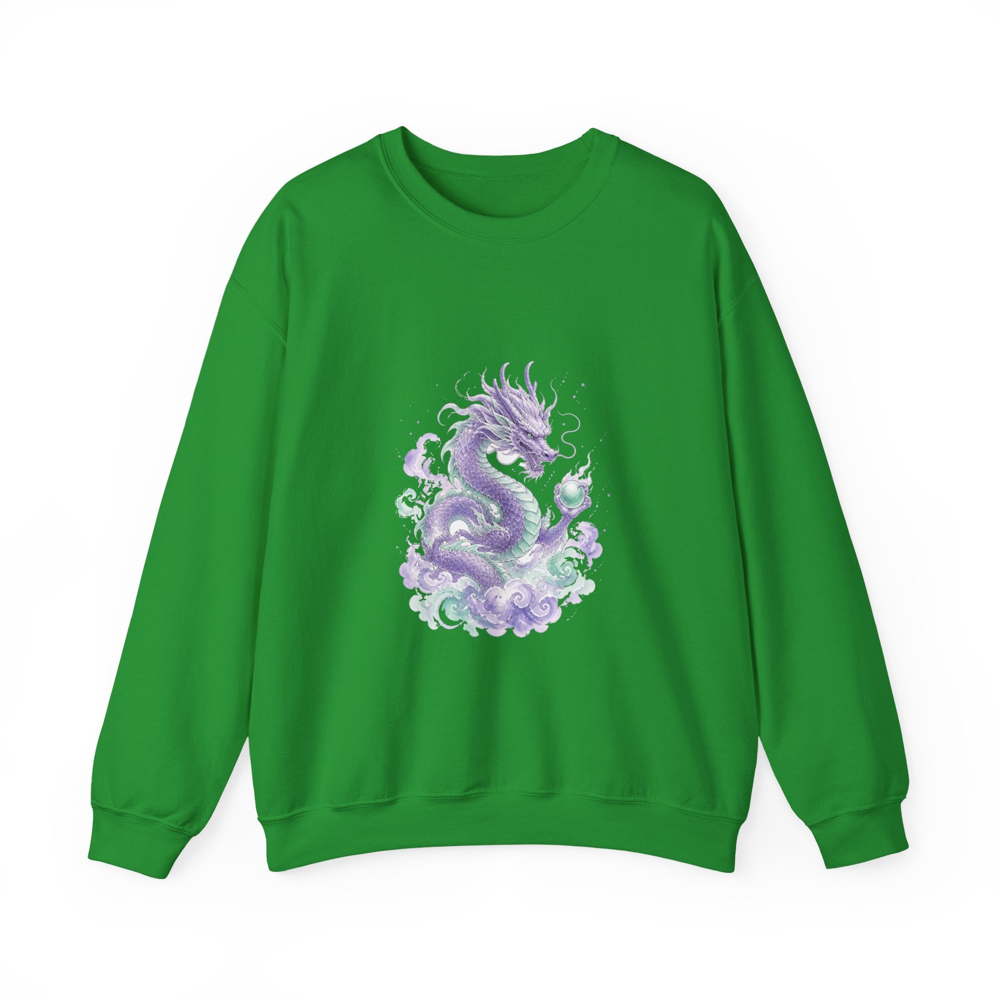 Matching Couple Sweatshirt - Dragon & Phoenix Matching Couple Crewneck Sweatshirt Watercolor Art His Hers Engagement Gift - Design A