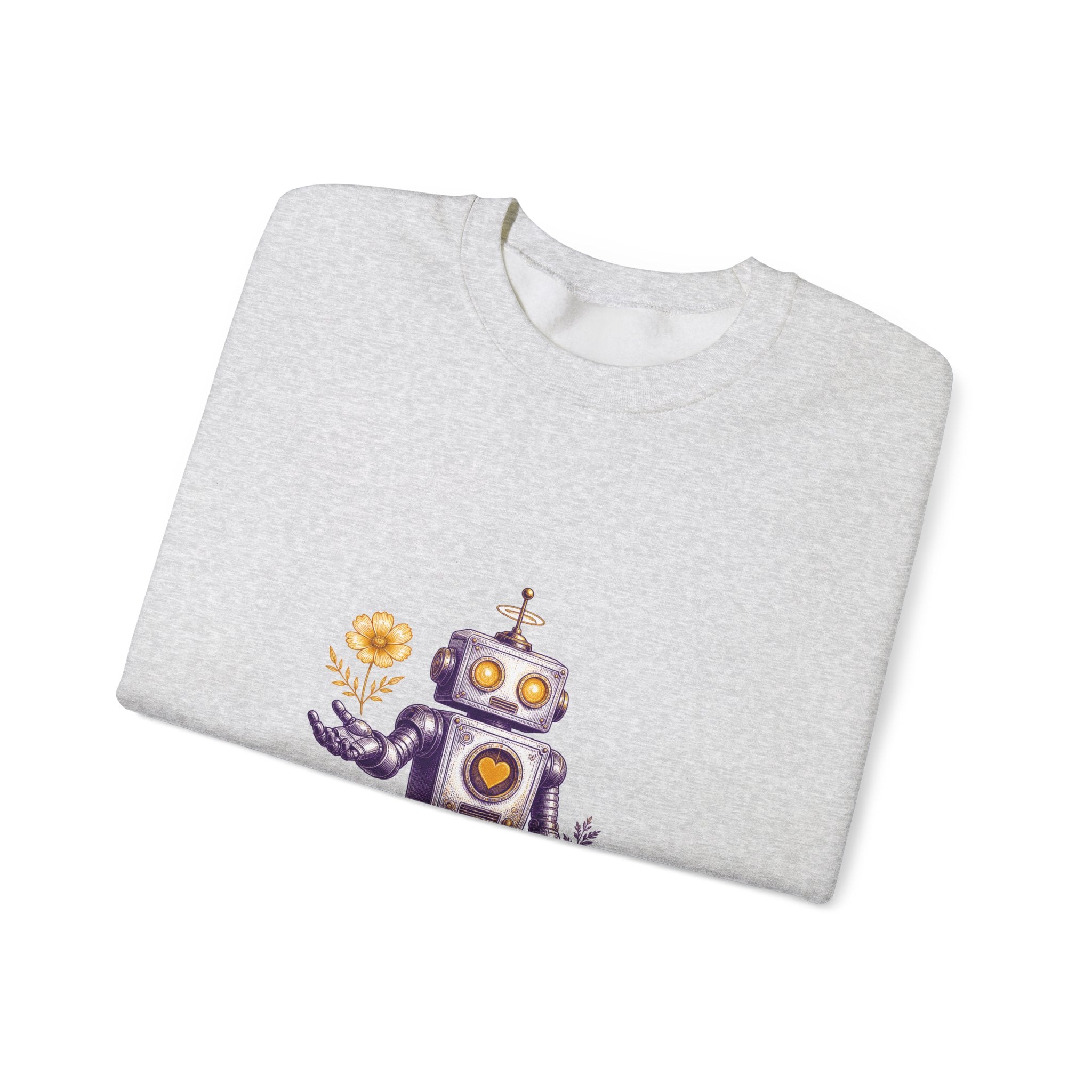 Matching Couple Sweatshirt - Robot & Heart Matching Couple Crewneck Sweatshirt Vintage Art His Hers Wedding Gift - Design A