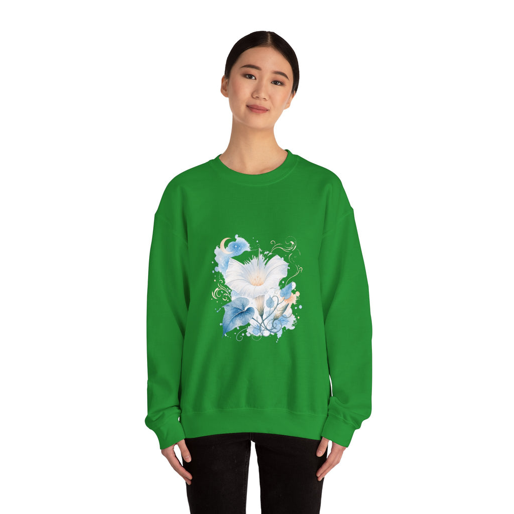 Matching Couple Sweatshirt - Sunflower & Moonflower Matching Couple Crewneck Sweatshirt Watercolor Art His Hers Engagement Gift - Design B