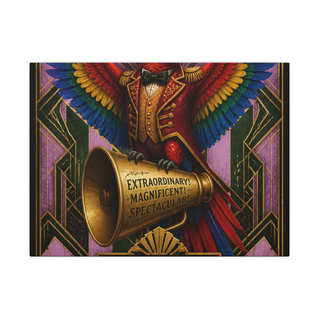 Parrot Ringmaster Wall Art Canvas 16×20 Art Deco Entryway Decor Maximalist Print