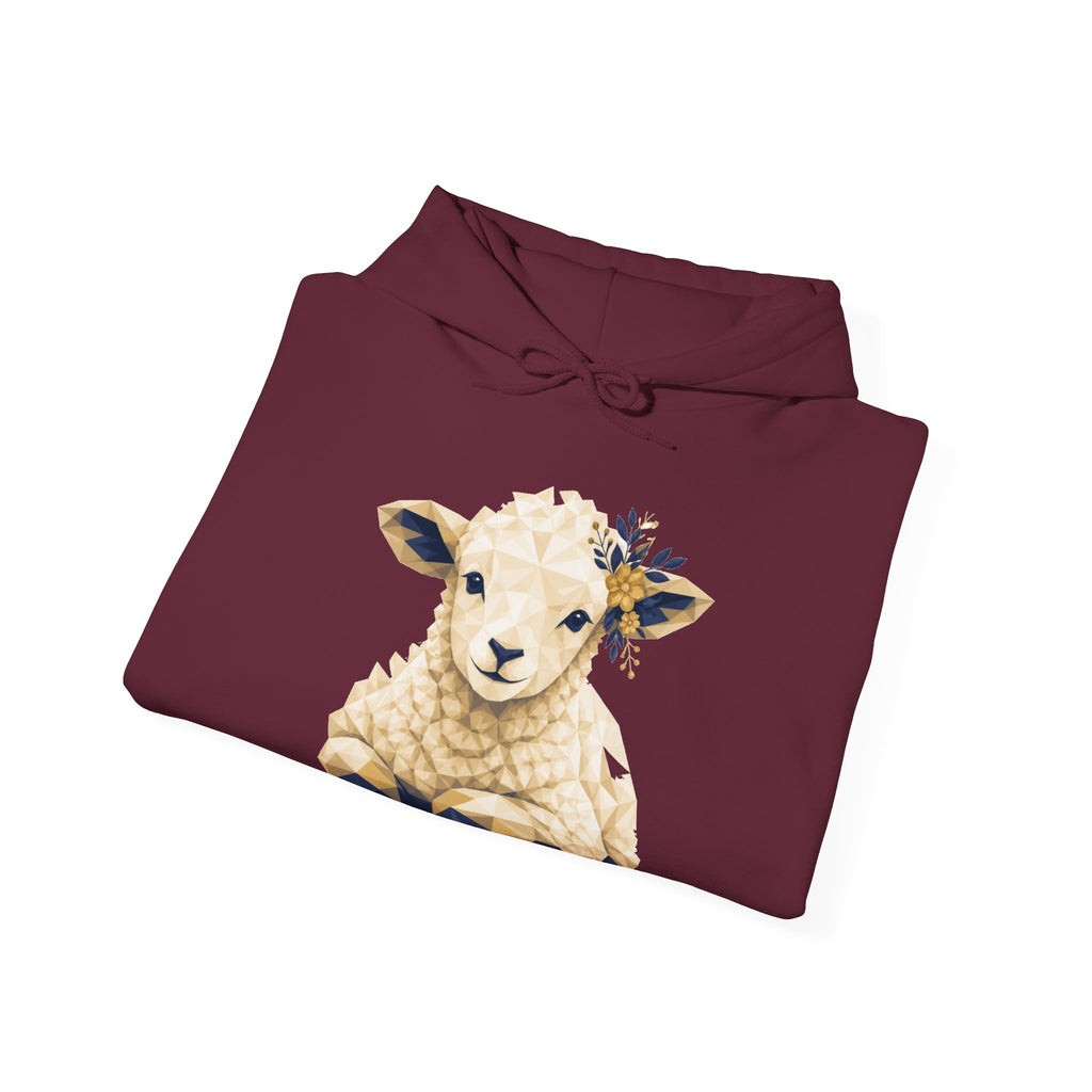Matching Couple Sweatshirt - Lion & Lamb Matching Couple Hooded Sweatshirt Geometric Art His Hers Couple Gift - Design B