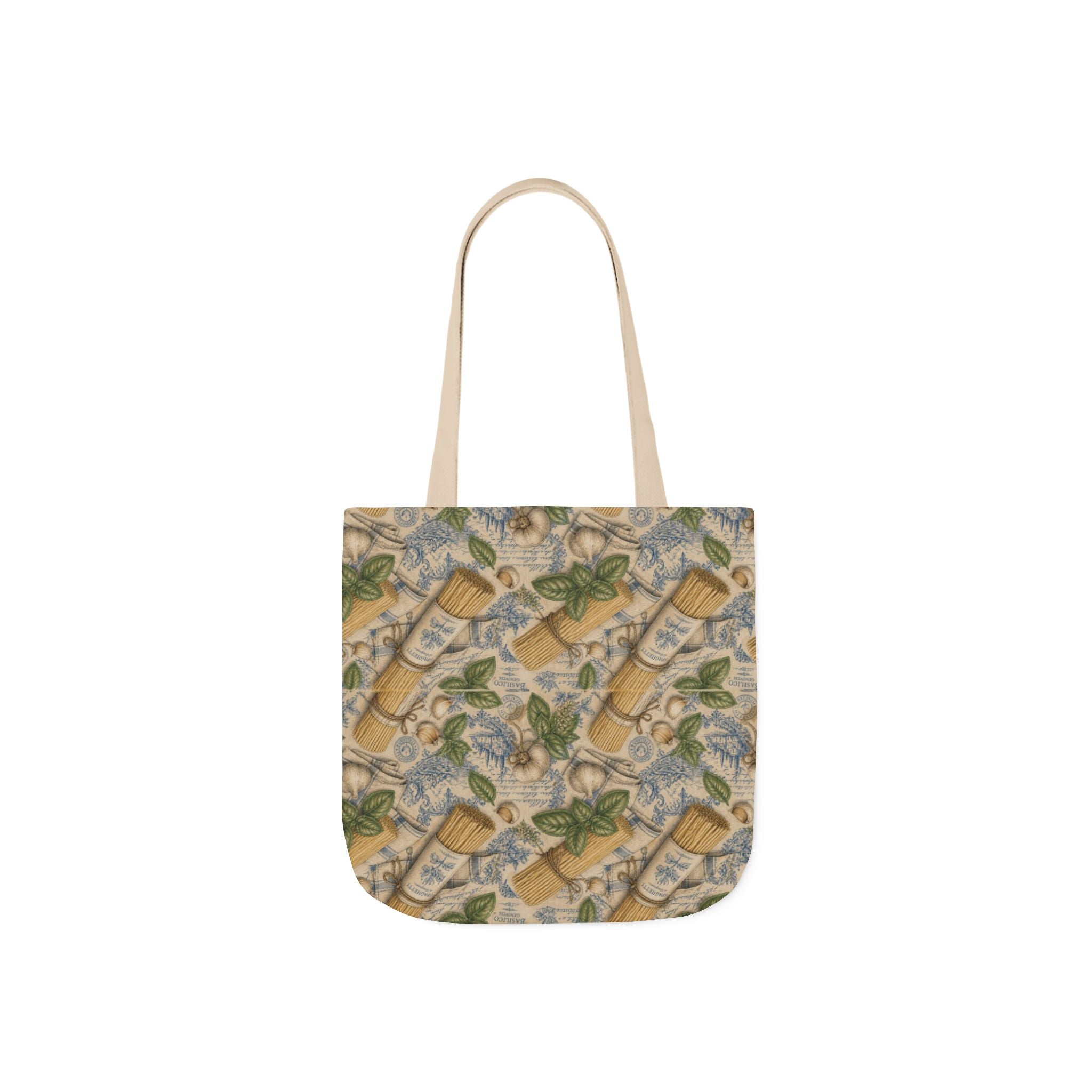 Spaghetti Bundle Canvas Tote Bag Mediterranean Kitchen Botanical Design Italian Cottagecore Gift