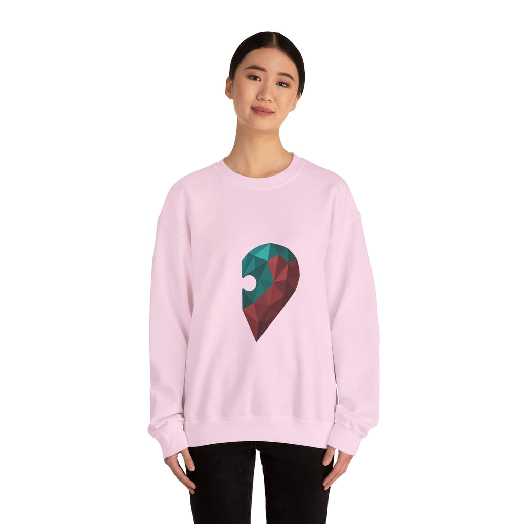 Matching Couple Sweatshirt - Puzzle Pieces Matching Couple Premium Fleece Sweatshirt Geometric Art His Hers Love Gift - Design B