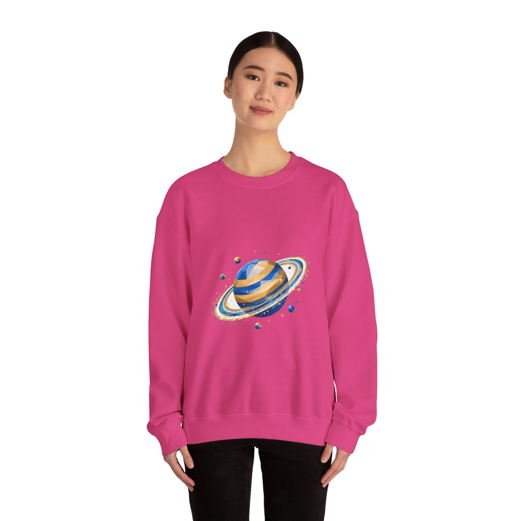 Matching Couple Sweatshirt - Astronaut & Planet Matching Couple Premium Fleece Sweatshirt Geometric Art His Hers Love Gift - Design B