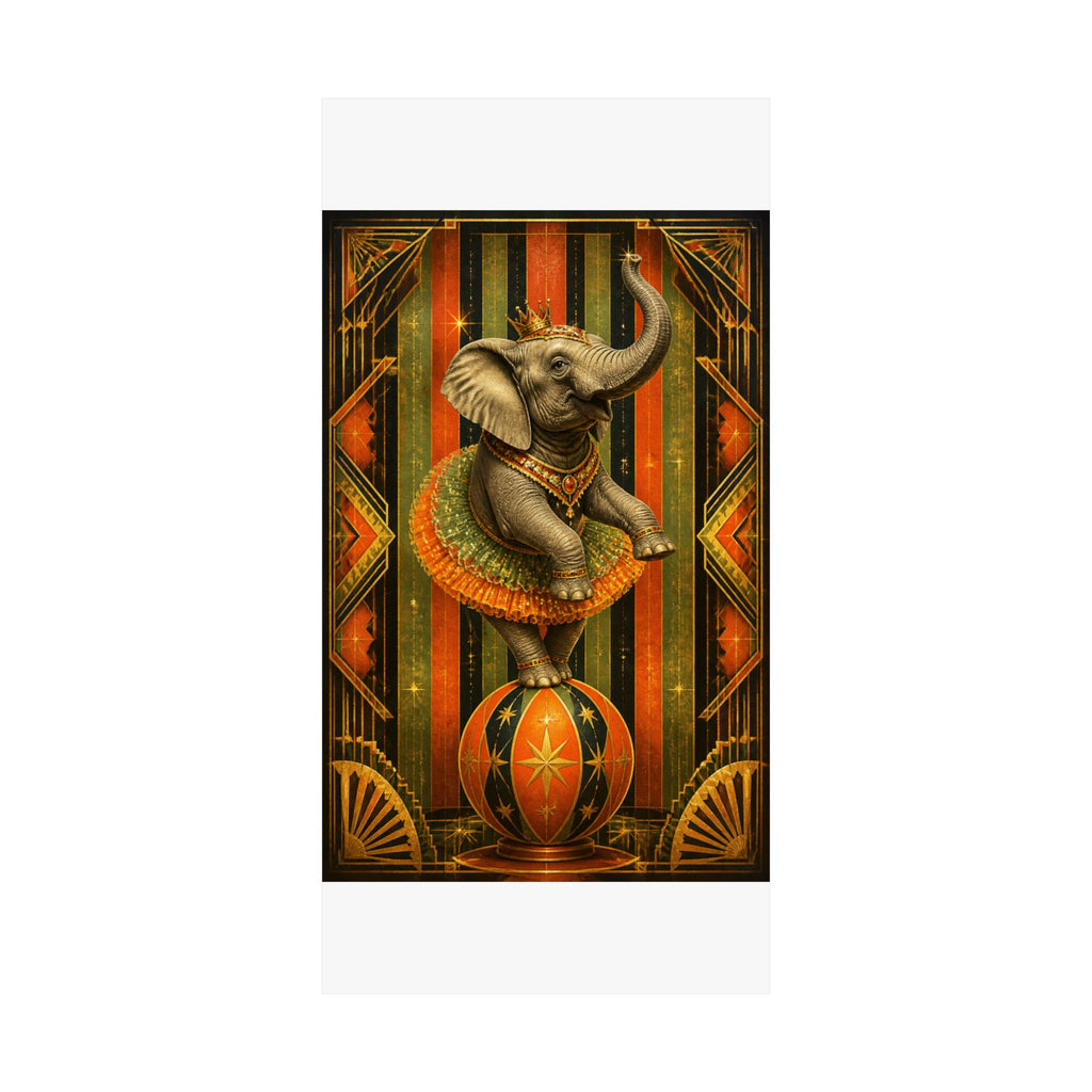 Elephant on Ball Wall Art Poster 24×36 Art Deco Bar Area Decor Maximalist Print