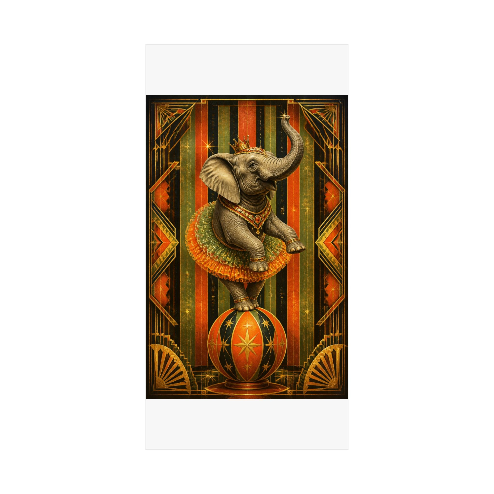 Elephant on Ball Wall Art Poster 24×36 Art Deco Bar Area Decor Maximalist Print
