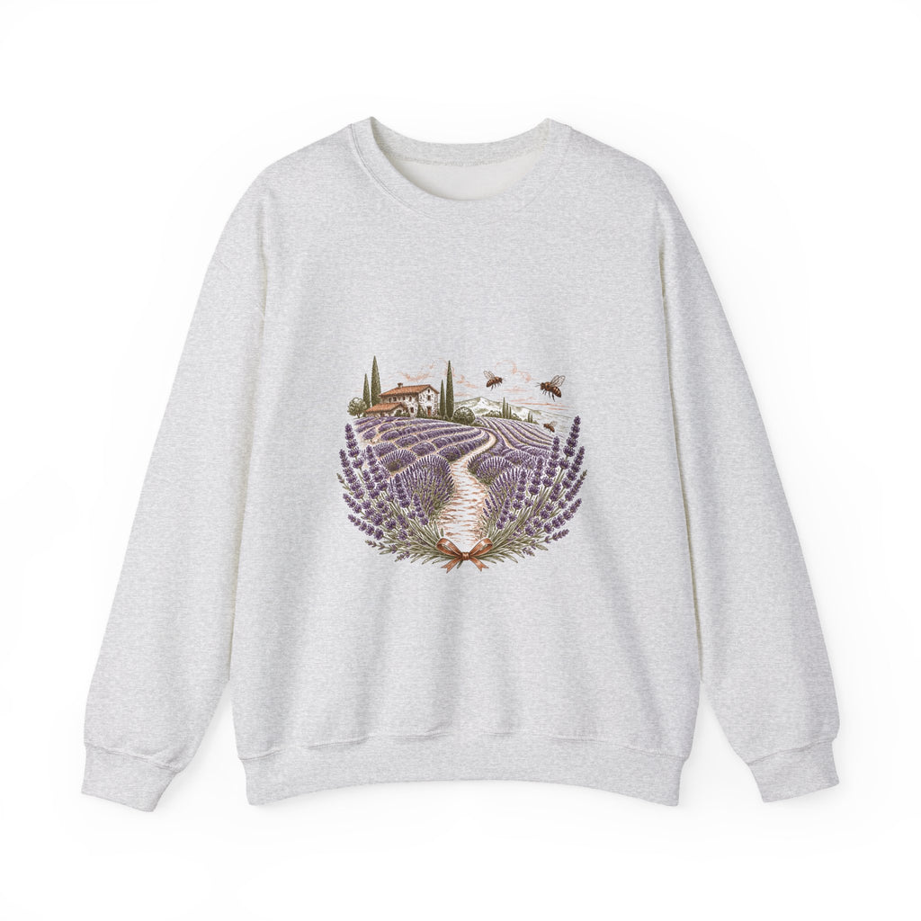 Matching Couple Sweatshirt - Lavender Fields & Canyon Matching Couple Premium Fleece Sweatshirt Hand-Drawn Art His Hers Anniversary Gift - Design A