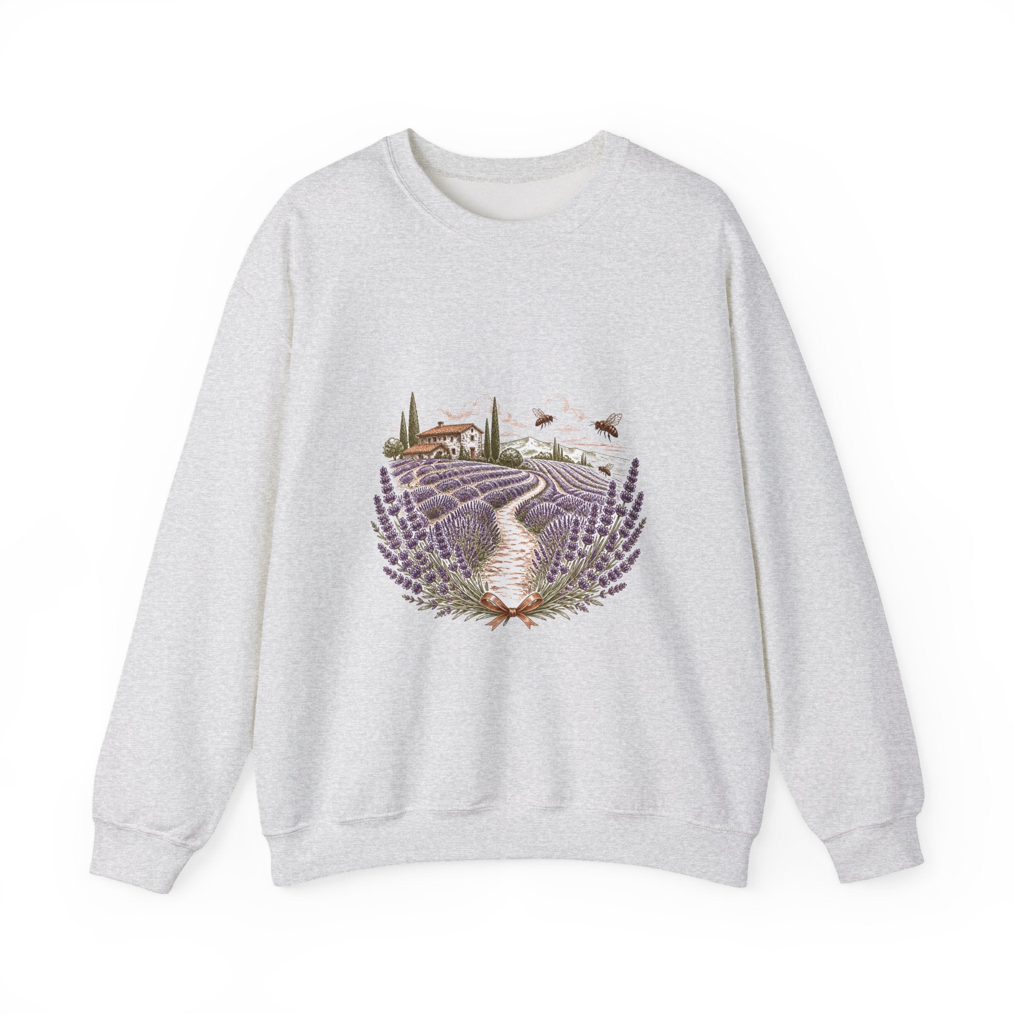 Matching Couple Sweatshirt - Lavender Fields & Canyon Matching Couple Premium Fleece Sweatshirt Hand-Drawn Art His Hers Anniversary Gift - Design A