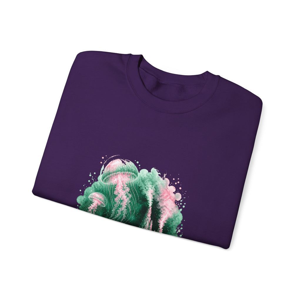Matching Couple Sweatshirt - Coral Reef & Deep Sea Matching Couple Crewneck Sweatshirt Watercolor Art His Hers Engagement Gift - Design B