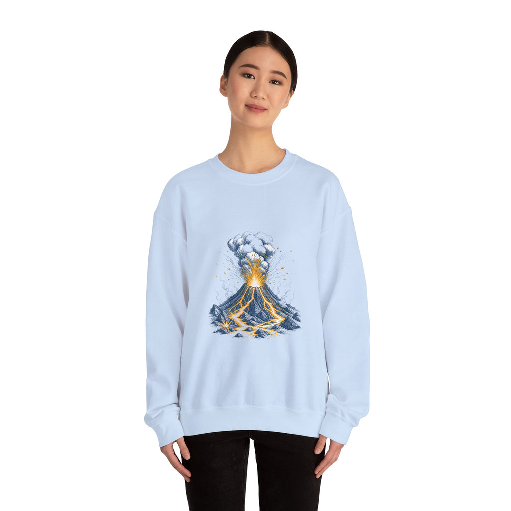 Matching Couple Sweatshirt - Volcano & Glacier Matching Couple Crewneck Sweatshirt Hand-Drawn Art His Hers Best Friend Gift - Design A