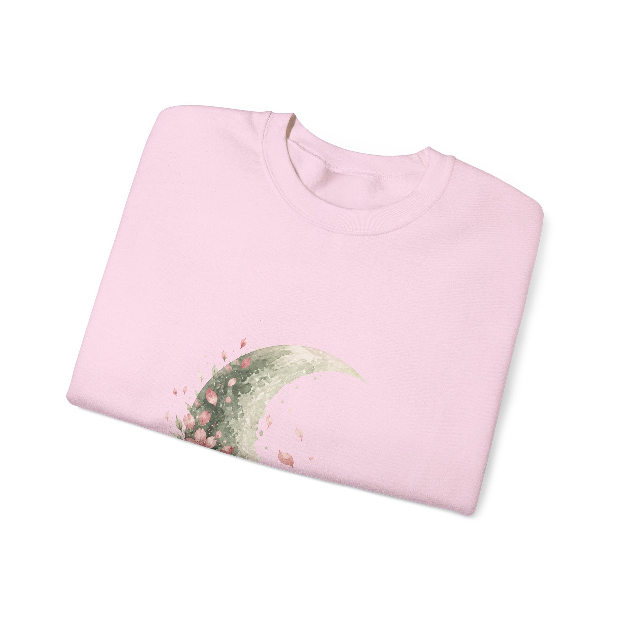 Matching Couple Sweatshirt - Waxing & Waning Moon Matching Couple Crewneck Sweatshirt Watercolor Art His Hers Engagement Gift - Design B