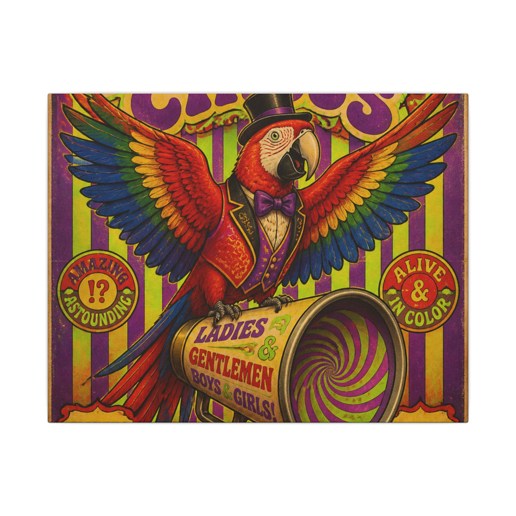 Parrot Ringmaster Wall Art Canvas 16×20 Psychedelic Cafe Decor Maximalist Print