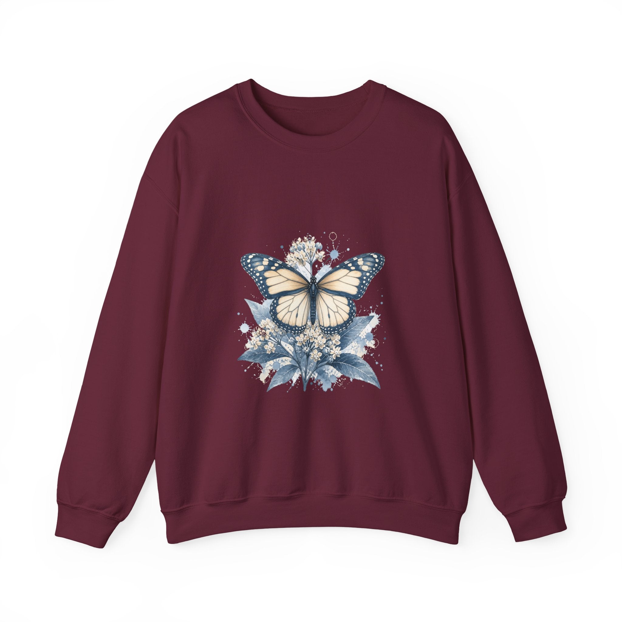 Matching Couple Sweatshirt - Butterfly & Moth Matching Couple Comfort Colors Crew Watercolor Art His Hers Birthday Gift - Design A