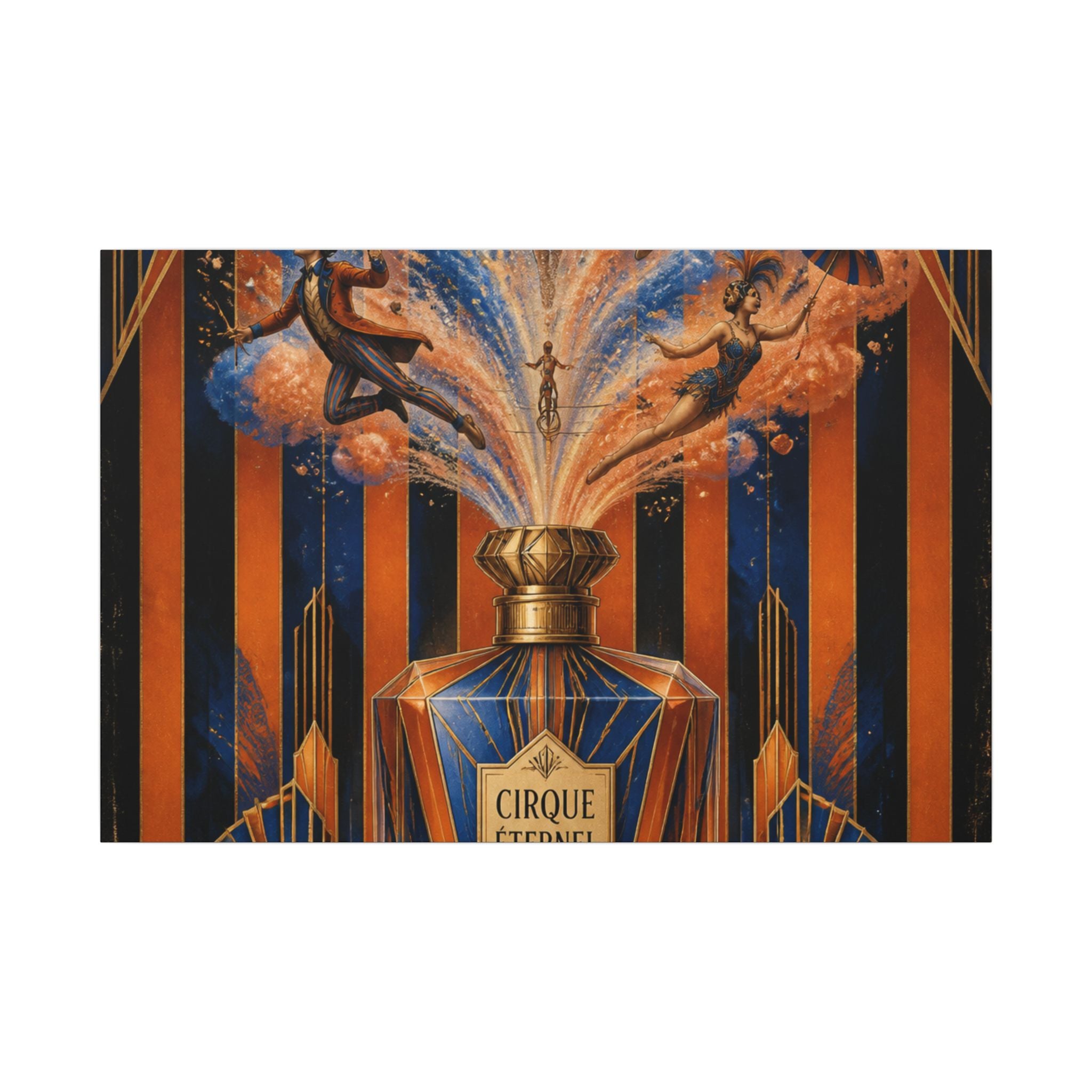 Perfume Bottle Fountain Wall Art Canvas 24×36 Art Deco Bar Area Decor Maximalist Print