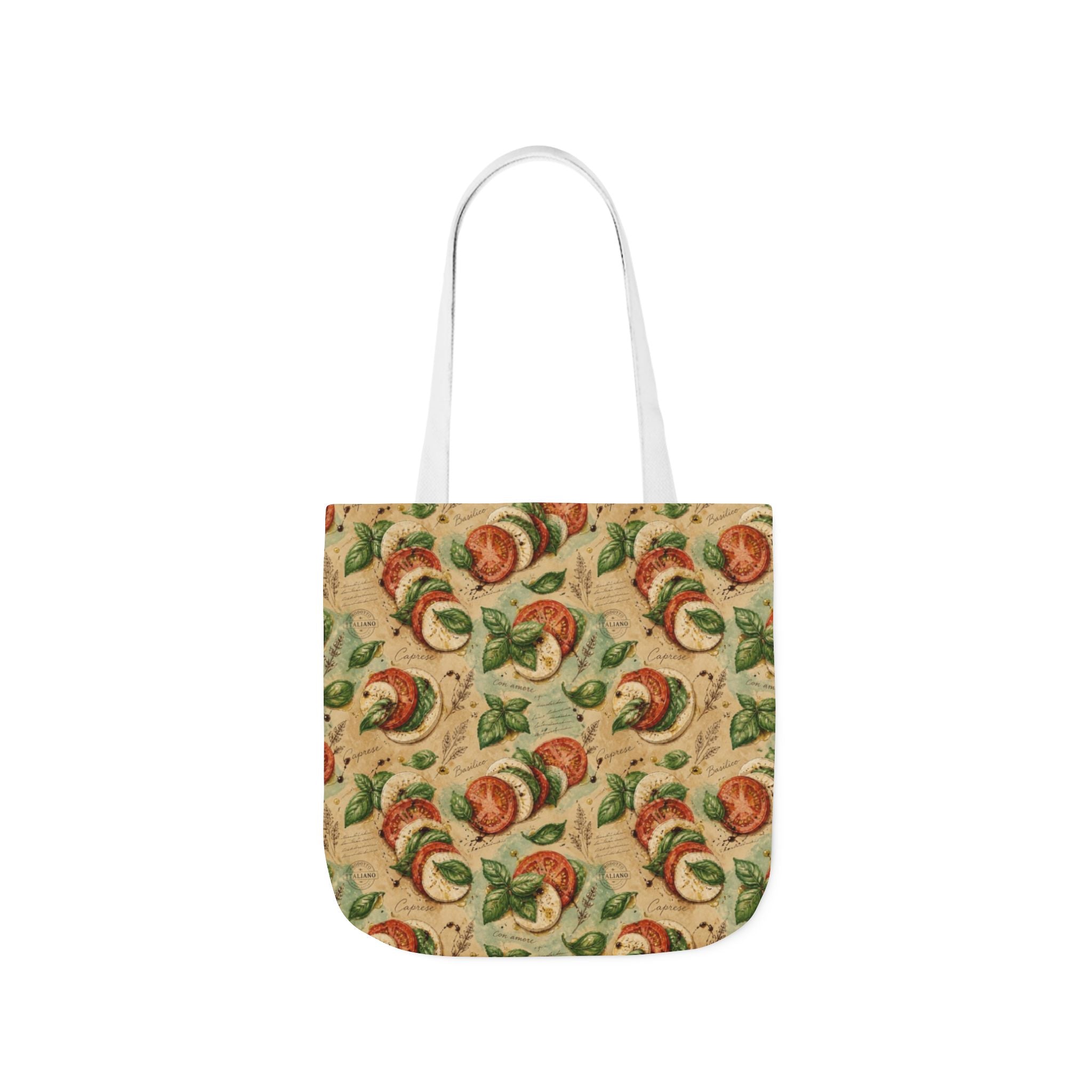 Caprese Arrangement Canvas Tote Bag Mediterranean Kitchen Watercolor Design Italian Cottagecore Gift