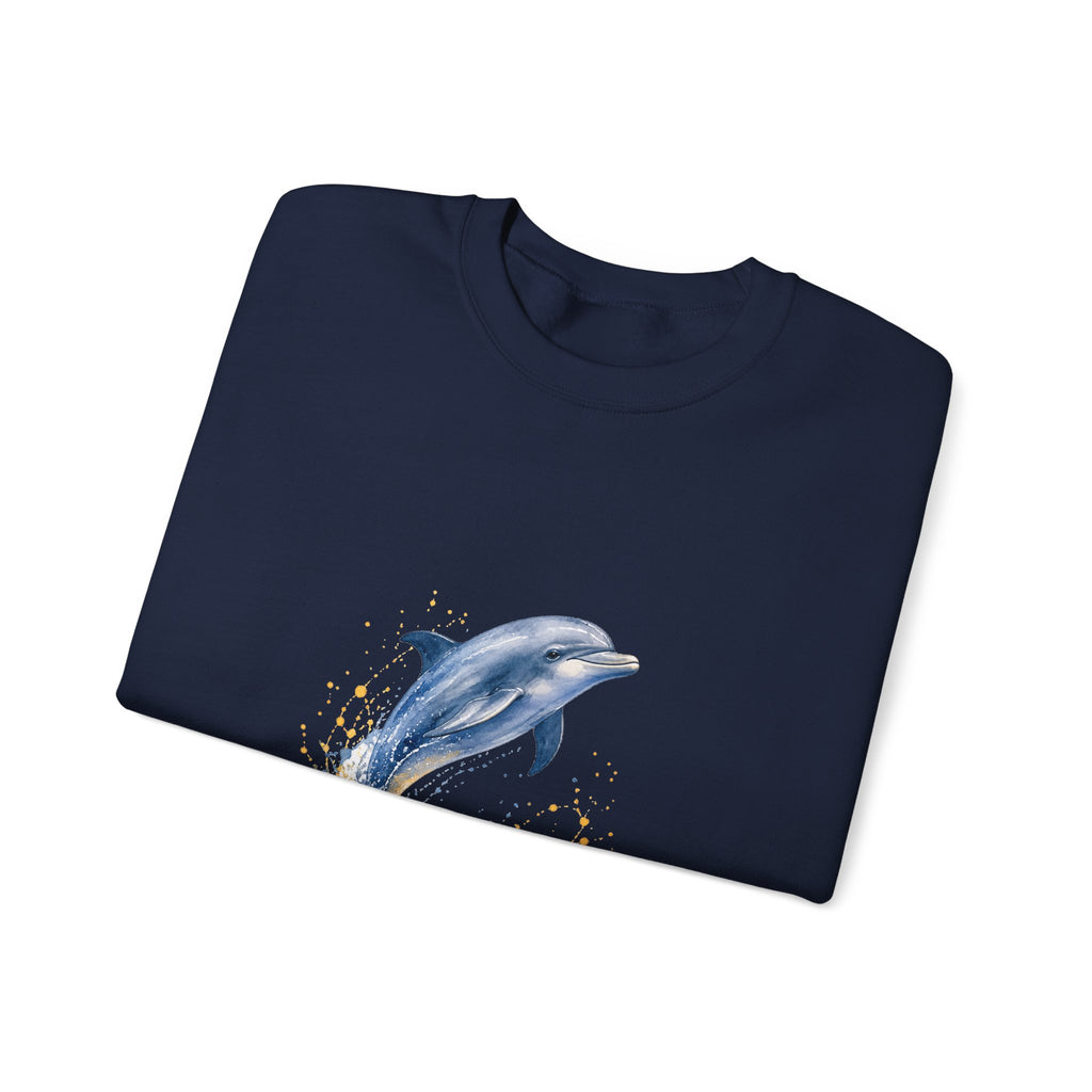 Matching Couple Sweatshirt - Shark & Dolphin Matching Couple Crewneck Sweatshirt Watercolor Art His Hers Engagement Gift - Design B