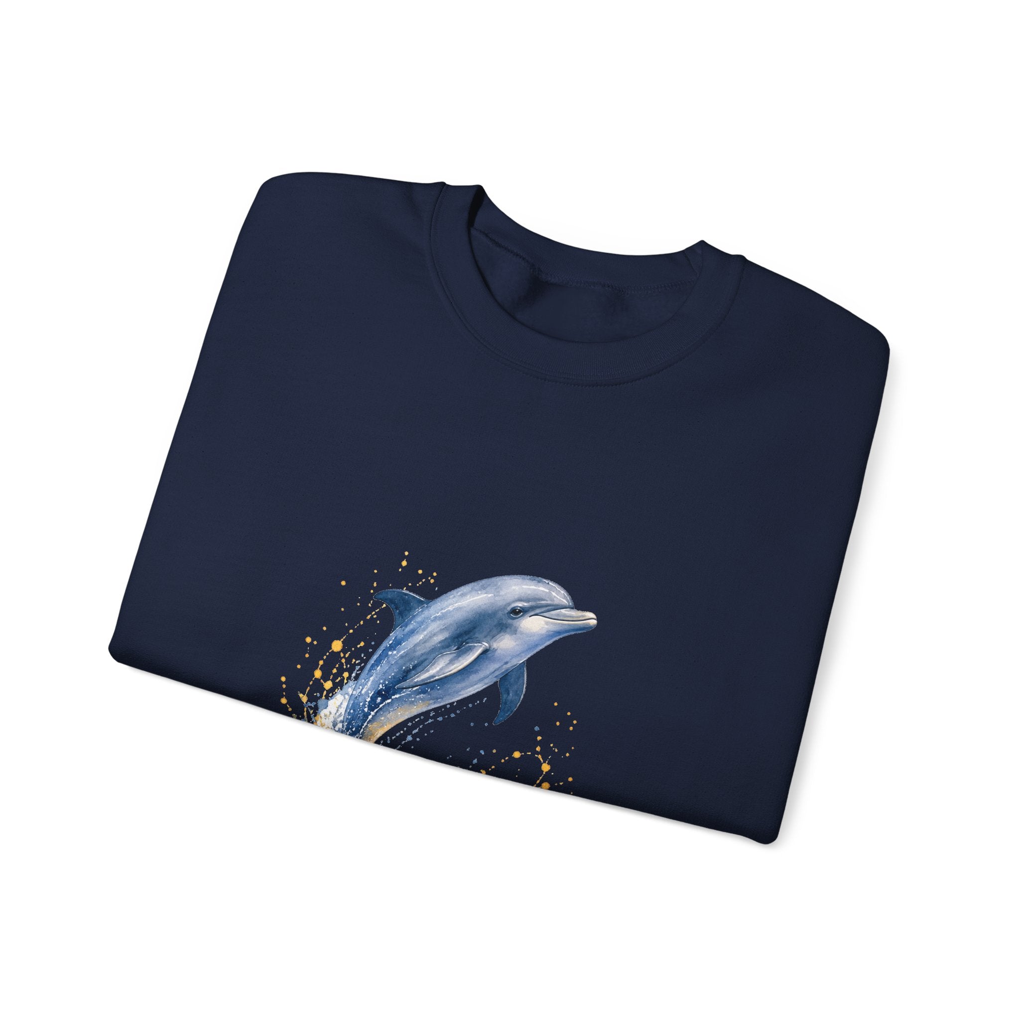 Matching Couple Sweatshirt - Shark & Dolphin Matching Couple Crewneck Sweatshirt Watercolor Art His Hers Engagement Gift - Design B
