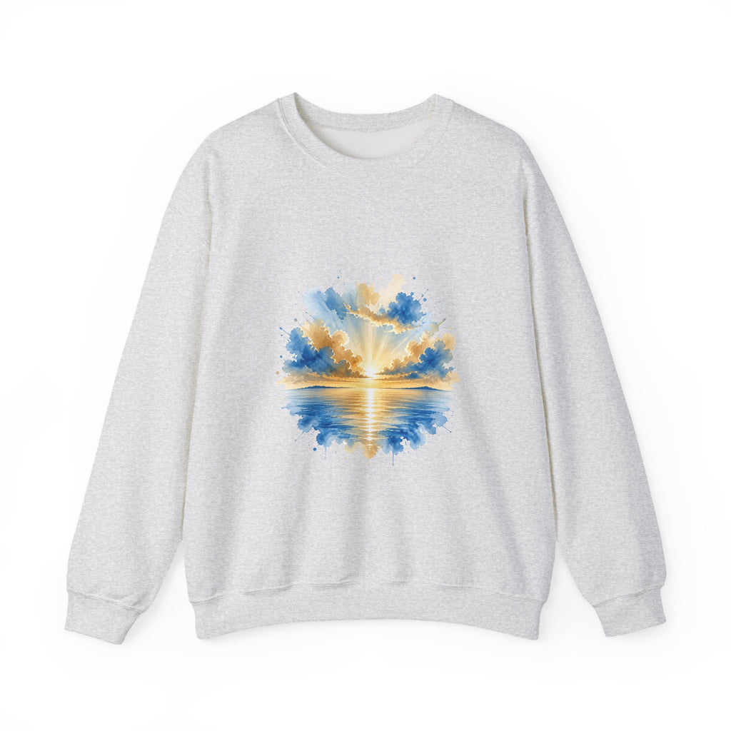 Matching Couple Sweatshirt - Sunrise & Sunset Matching Couple Crewneck Sweatshirt Watercolor Art His Hers Engagement Gift - Design A
