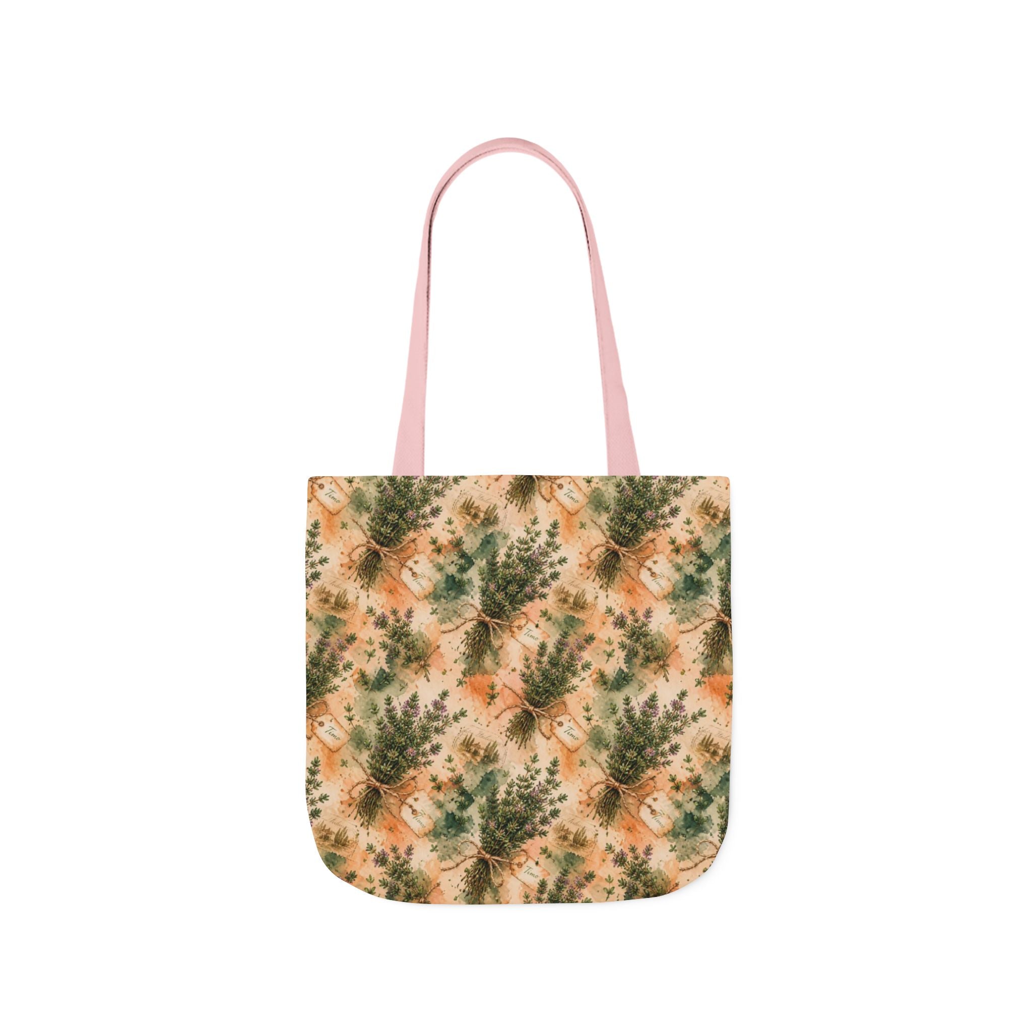 Thyme Bundles Canvas Tote Bag Mediterranean Kitchen Watercolor Splash Design Italian Cottagecore Gift