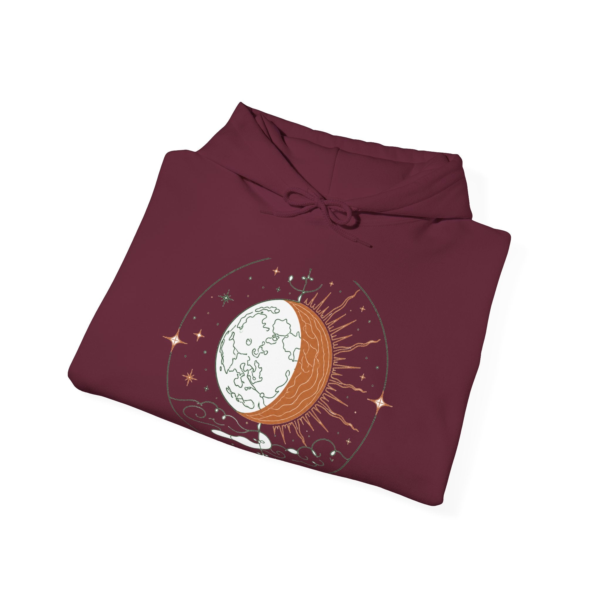 Matching Couple Sweatshirt - Solar & Lunar Eclipse Matching Couple Hooded Sweatshirt Minimalist Art His Hers Valentine Gift - Design B