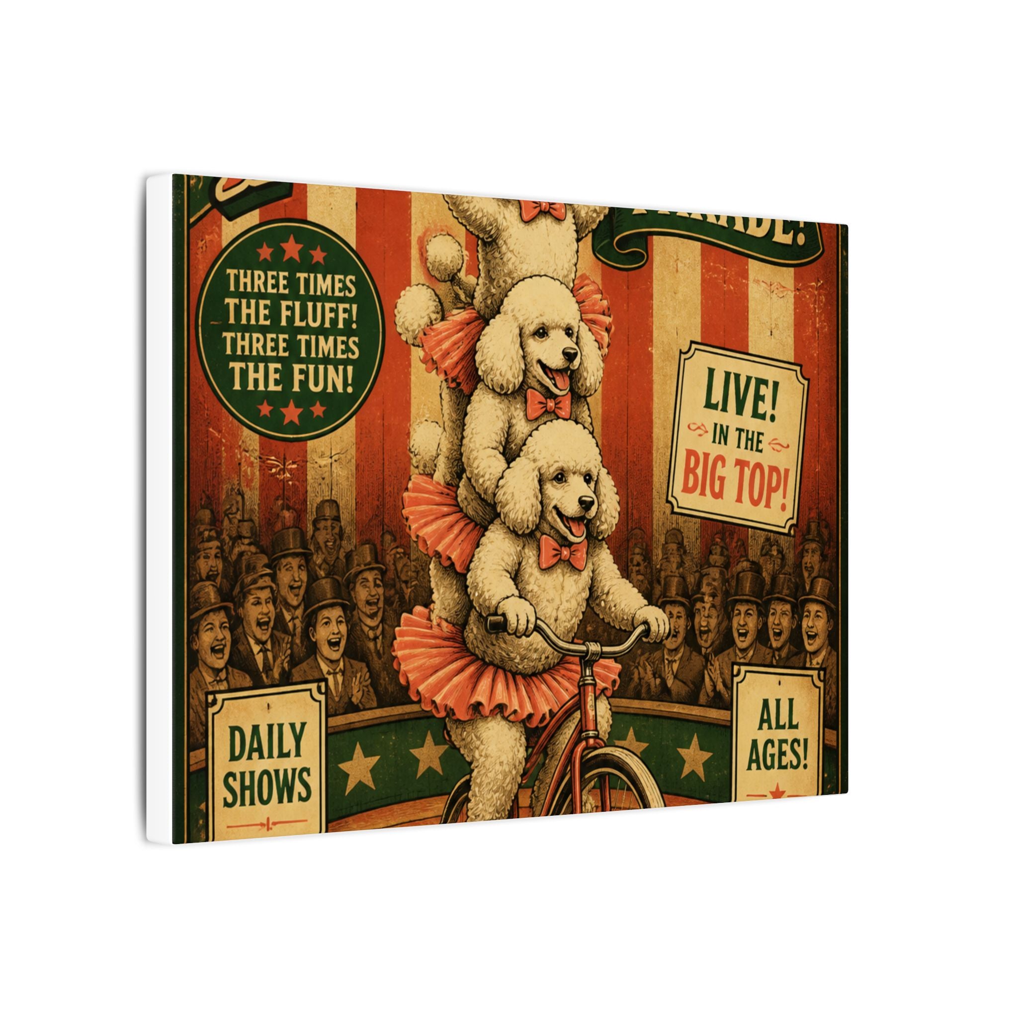 Poodle Stack Bicycle Wall Art Canvas 24×36 Vintage Circus Bedroom Decor Maximalist Print