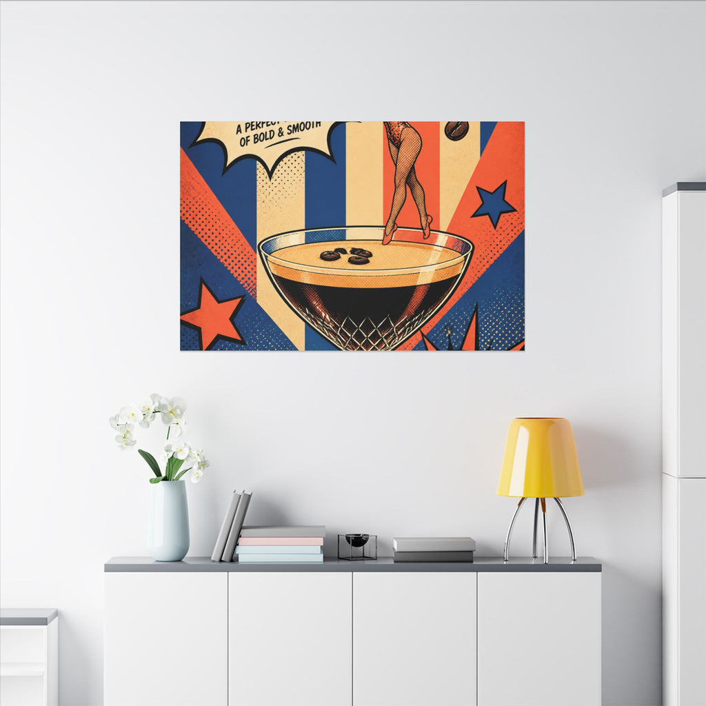Espresso Martini Acrobat Wall Art Canvas 24×36 Pop Art Restaurant Decor Maximalist Print