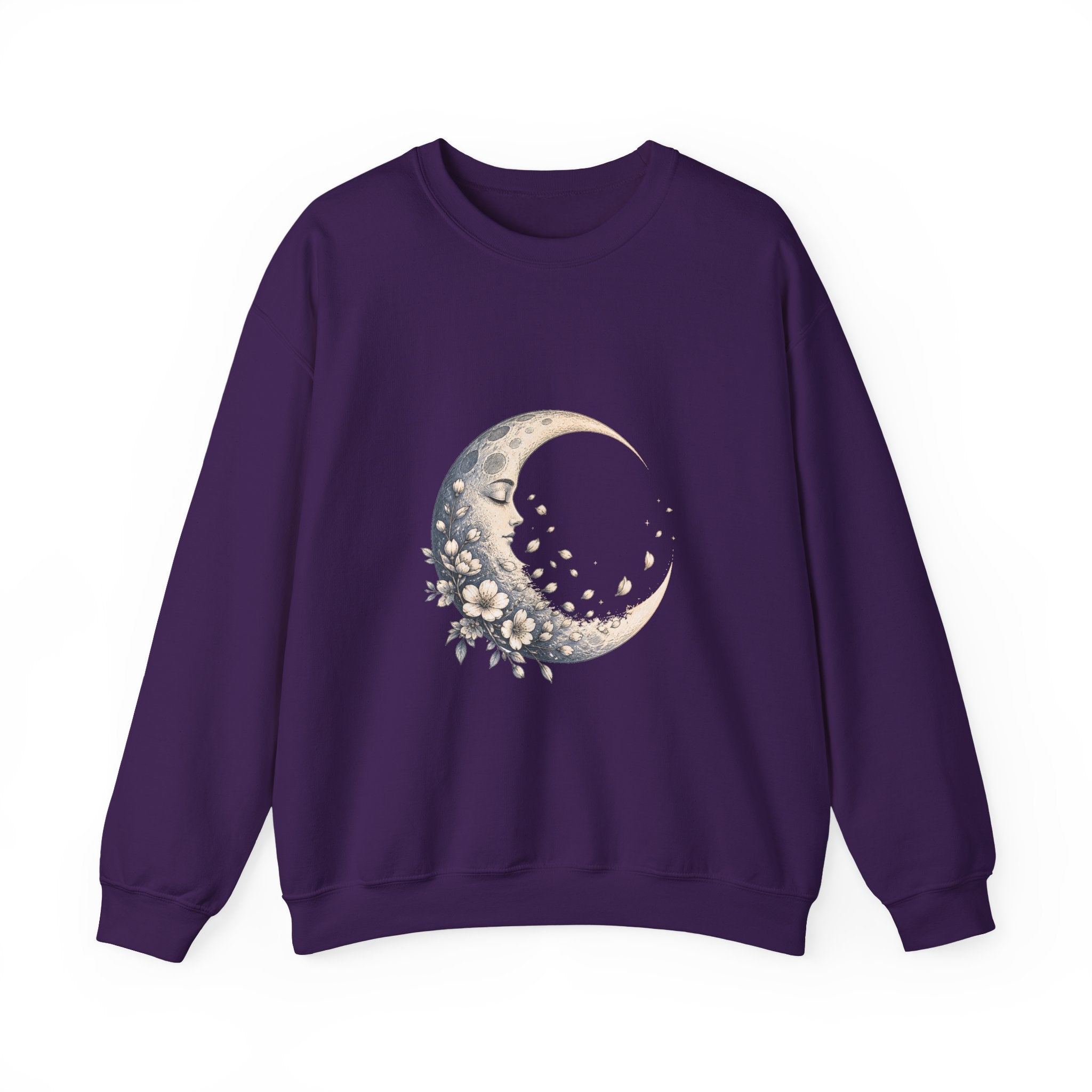 Matching Couple Sweatshirt - Waxing & Waning Moon Matching Couple Premium Fleece Sweatshirt Hand-Drawn Art His Hers Anniversary Gift - Design B