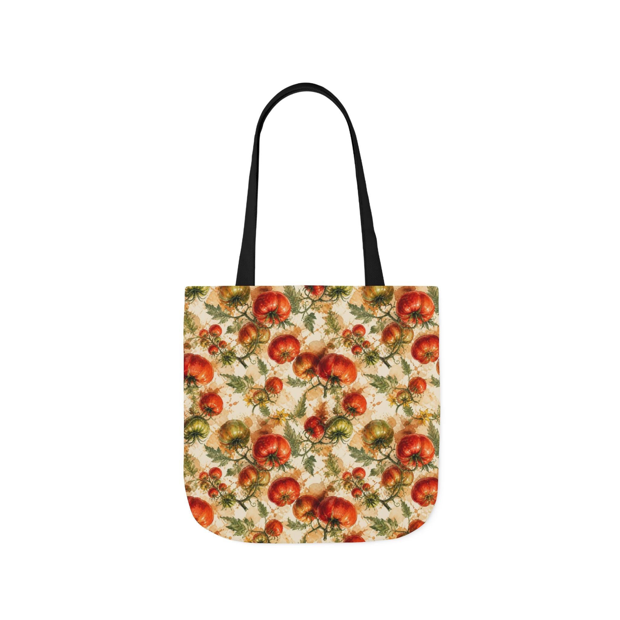 Heritage Tomatoes Canvas Tote Bag Mediterranean Kitchen Watercolor Splash Design Italian Cottagecore Gift