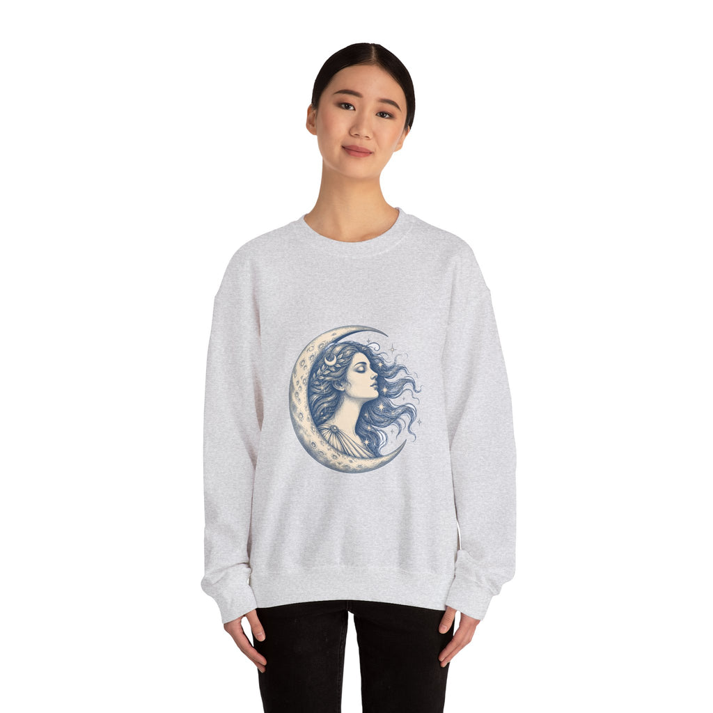 Matching Couple Sweatshirt - Helios & Selene Matching Couple Premium Fleece Sweatshirt Hand-Drawn Art His Hers Anniversary Gift - Design B