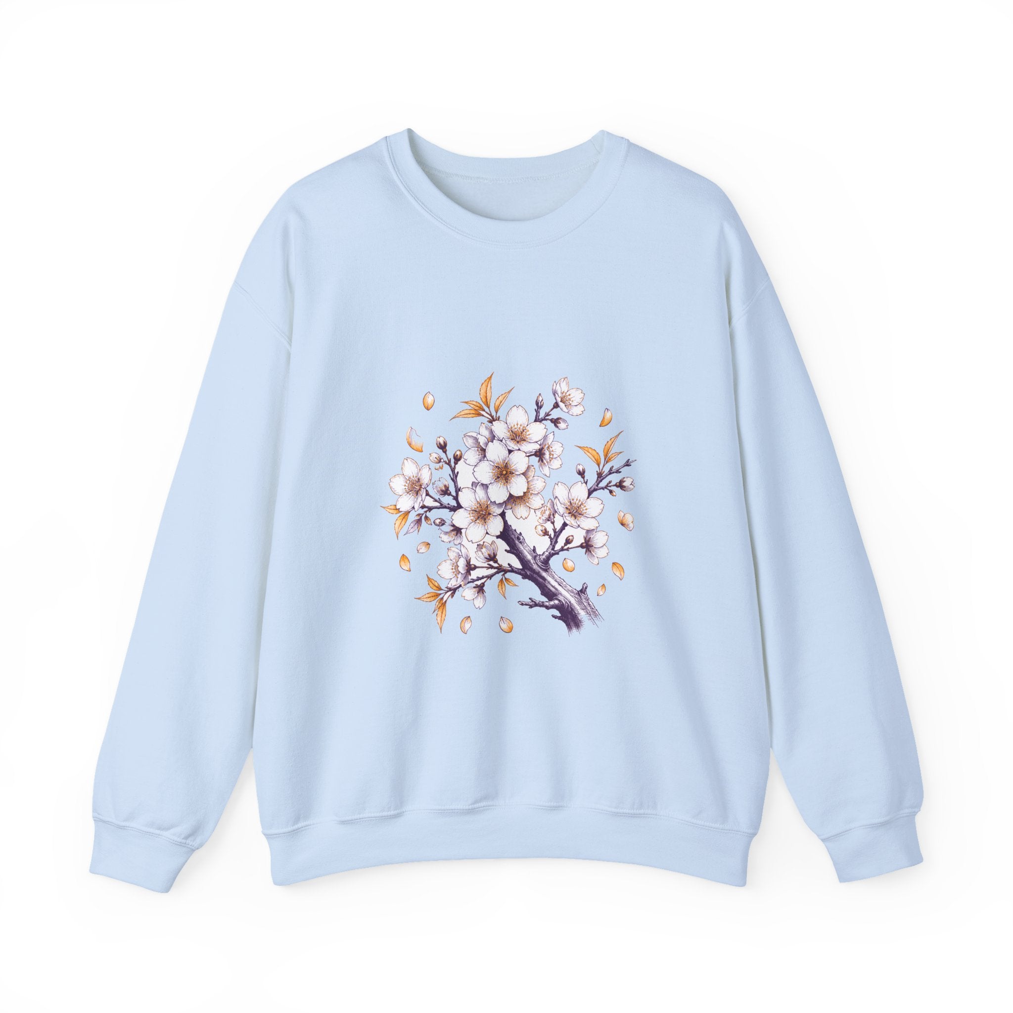 Matching Couple Sweatshirt - Cherry Blossom & Maple Leaf Matching Couple Comfort Colors Crew Hand-Drawn Art His Hers Anniversary Gift - Design A