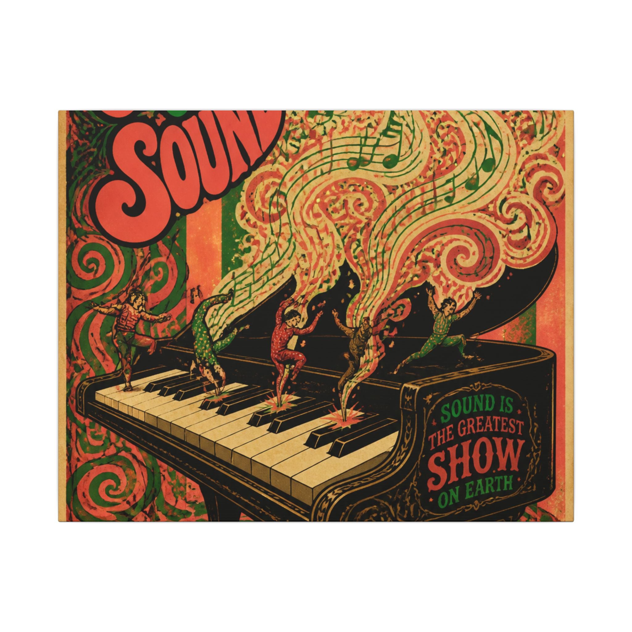 Grand Piano Acrobats Wall Art Canvas 16×20 Psychedelic Cafe Decor Maximalist Print