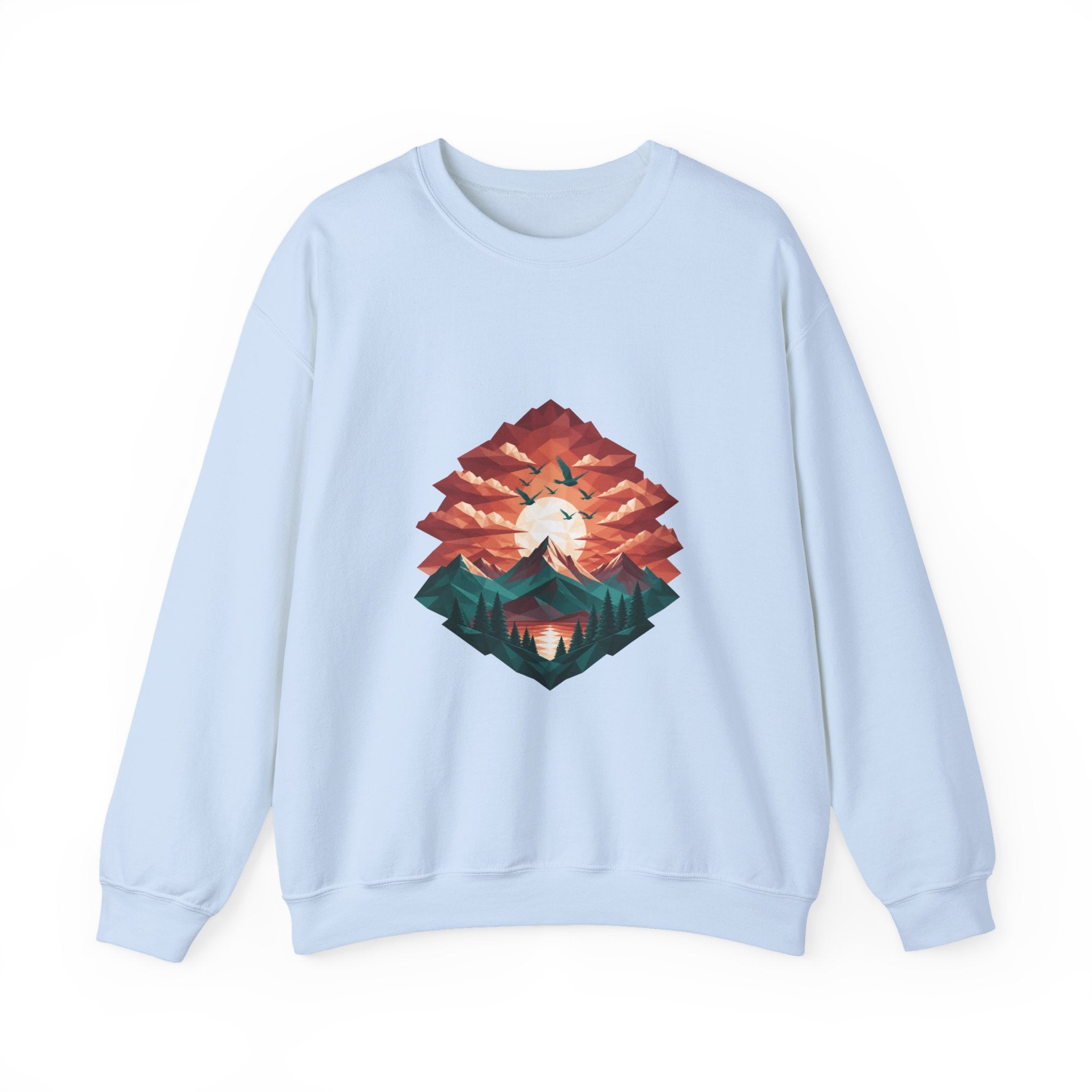 Matching Couple Sweatshirt - Sunrise & Sunset Matching Couple Premium Fleece Sweatshirt Geometric Art His Hers Love Gift - Design B