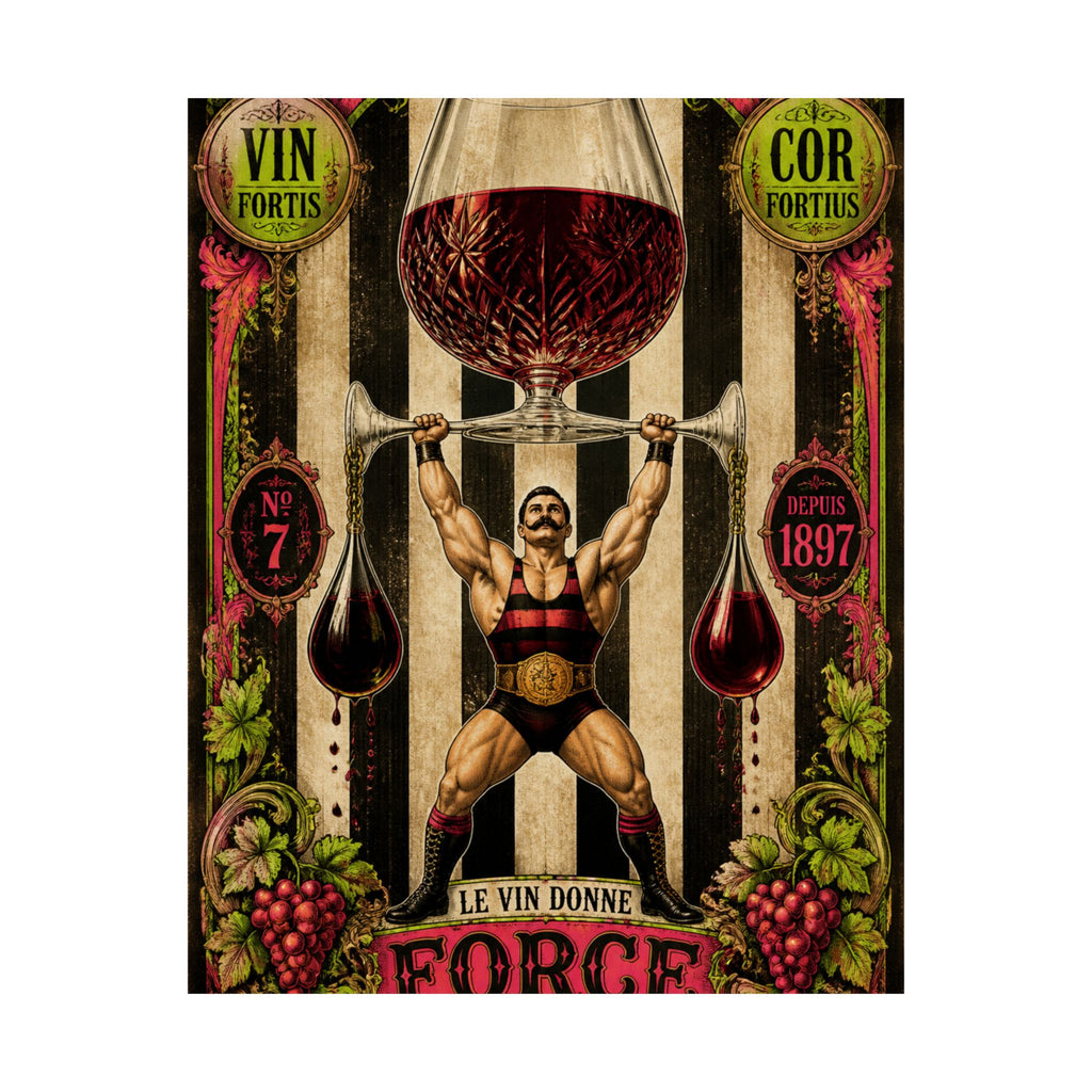 Wine Glass Strongman Wall Art Poster 24×36 Baroque Studio Decor Maximalist Print