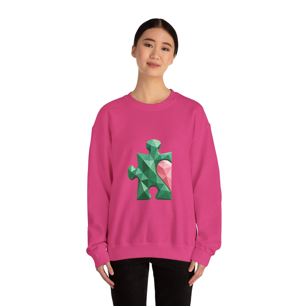 Matching Couple Sweatshirt - Puzzle Pieces Matching Couple Crewneck Sweatshirt Geometric Art His Hers Couple Gift - Design A