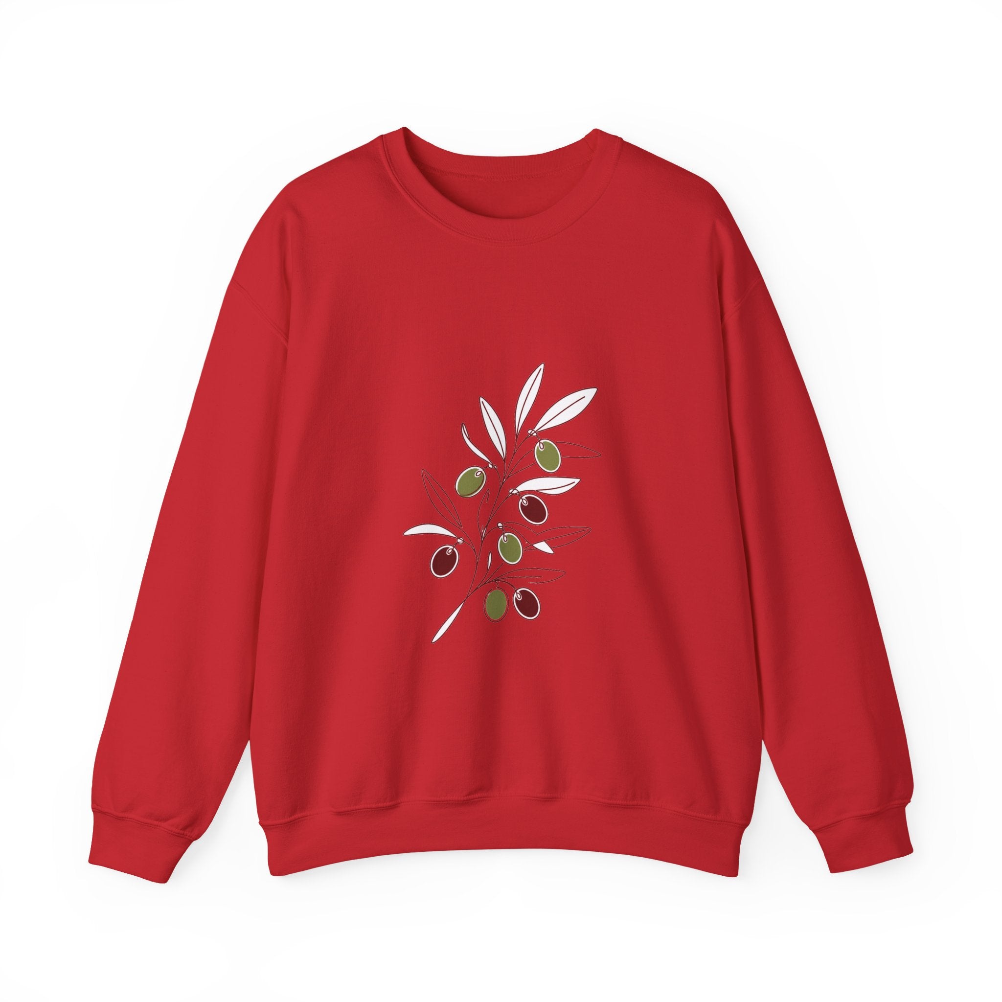 Matching Couple Sweatshirt - Olive Branch & Fig Matching Couple Crewneck Sweatshirt Minimalist Art His Hers Valentine Gift - Design A