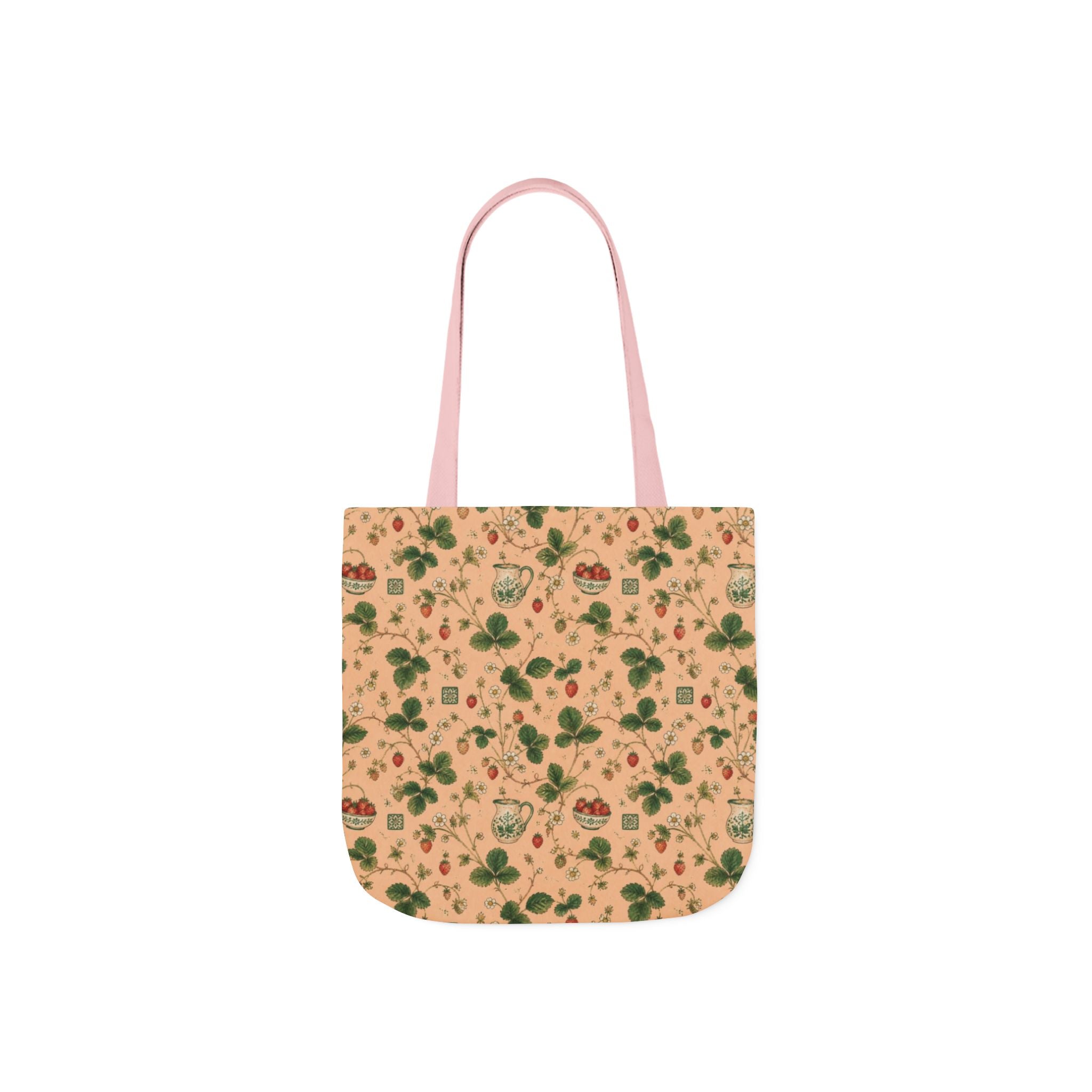 Wild Strawberries Canvas Tote Bag Mediterranean Kitchen Watercolor Design Italian Cottagecore Gift