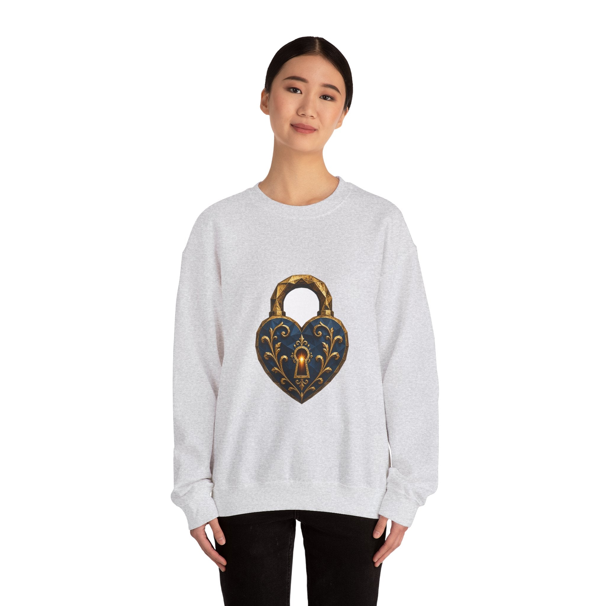 Matching Couple Sweatshirt - Key & Lock Matching Couple Premium Fleece Sweatshirt Geometric Art His Hers Love Gift - Design B