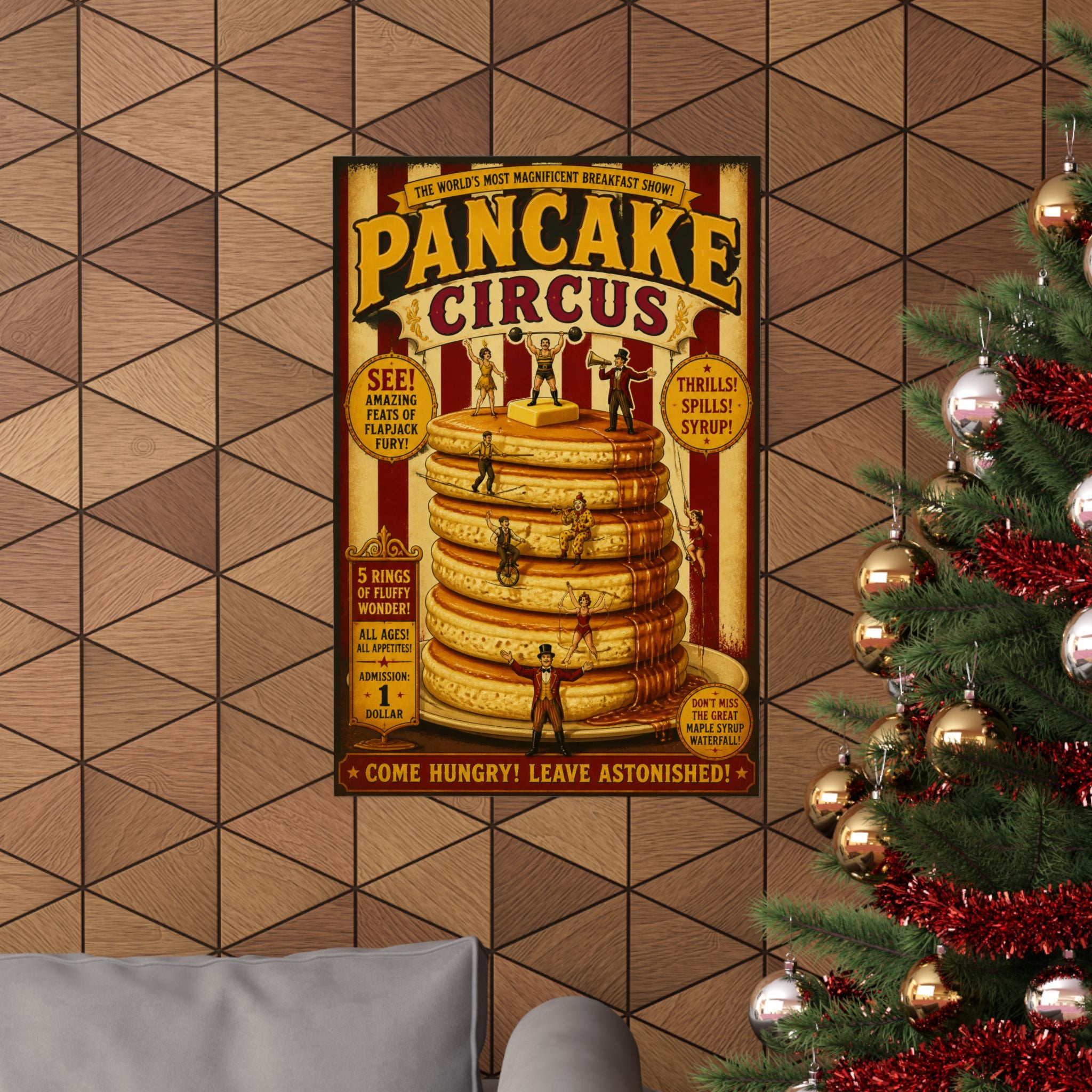 Pancake Stack Platform Wall Art Poster 24×36 Vintage Circus Bedroom Decor Maximalist Print
